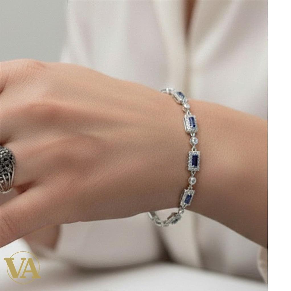 Bracelet Femme Argent 925 Améthyste Rectangulaire Vintage