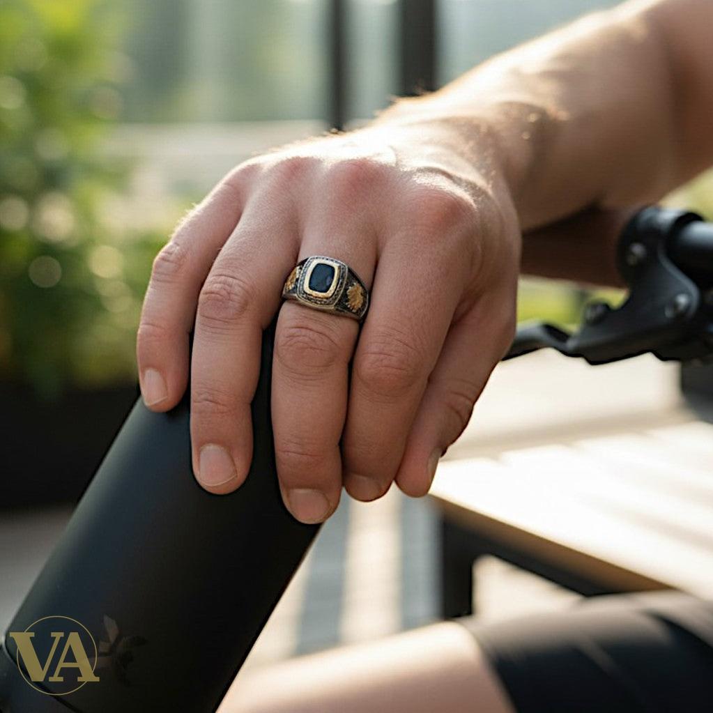 Bague homme argent 925 – Tughra Ottoman & Pierre de Lave