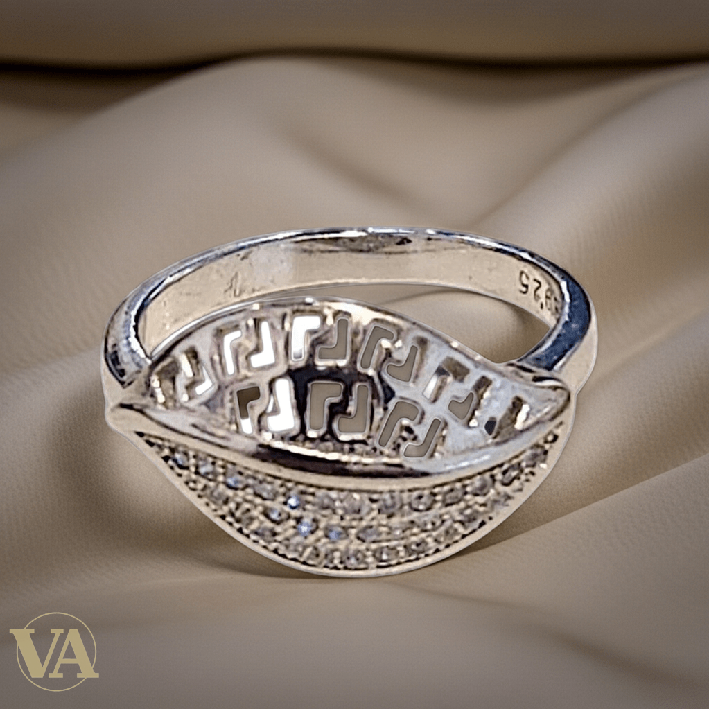 Bague Femme argent 925 feuille ajourée zircons scintillants - Argent 925 - Vindicta