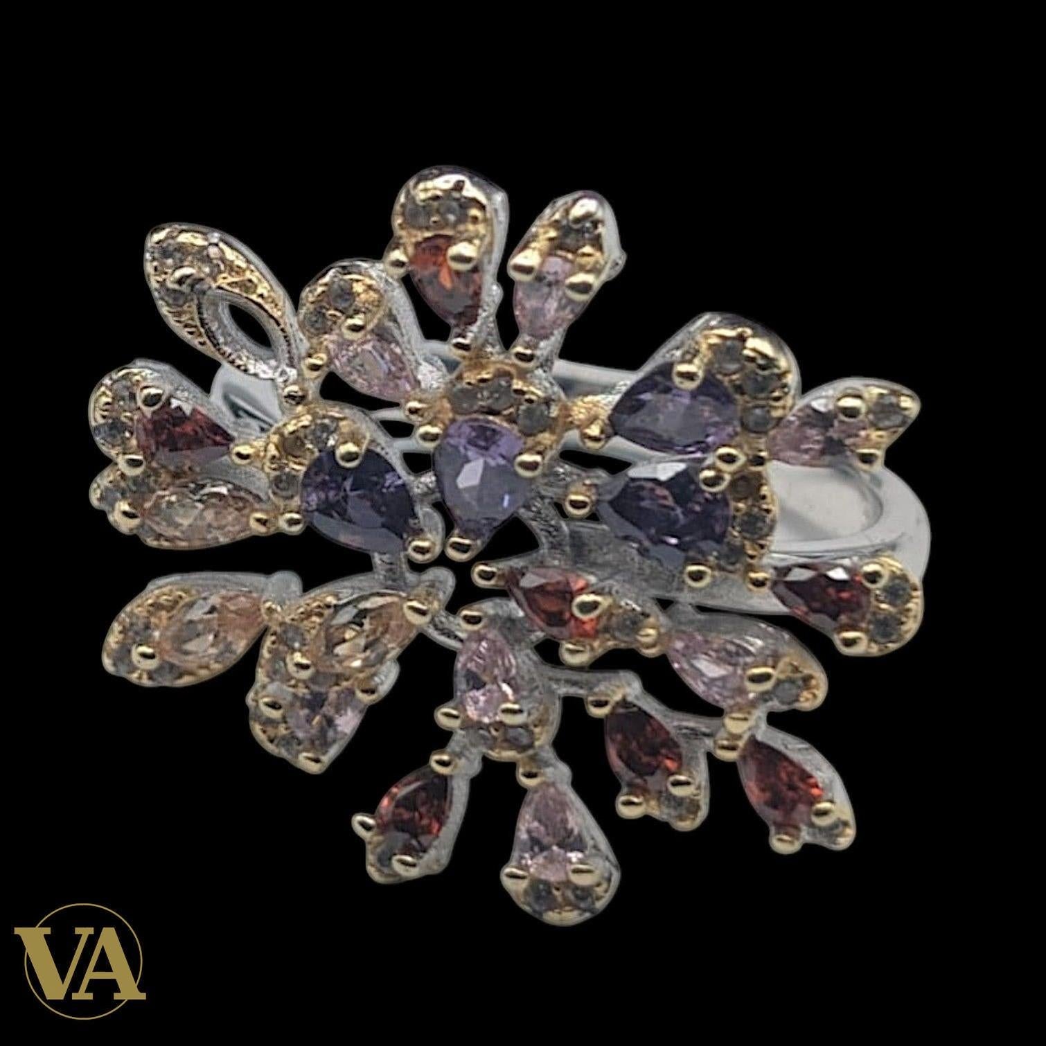 Bague femmes Argent 925 – Améthyste & Oxydes Multicolores