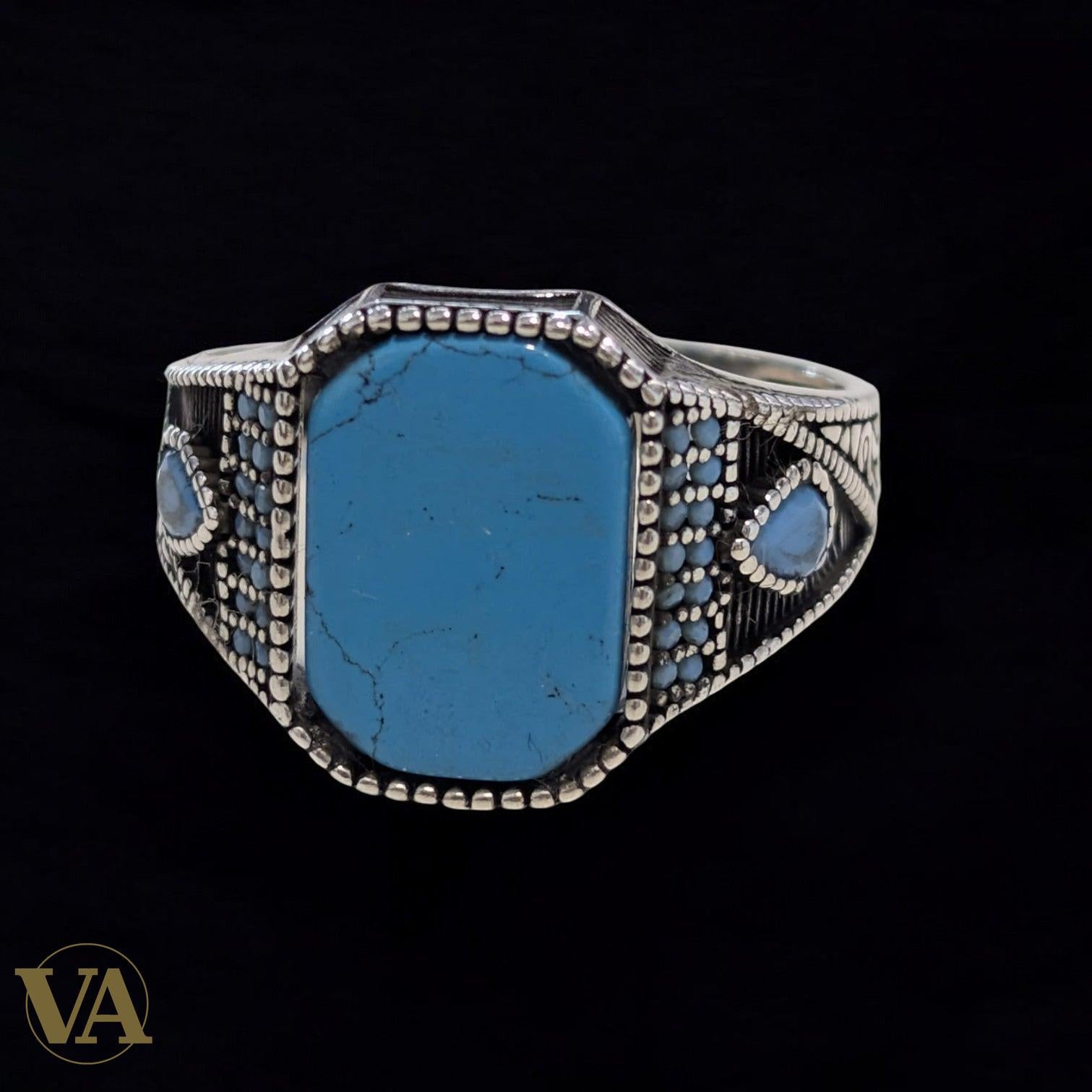 Bague Homme Argent 925 – Turquoise Naturelle