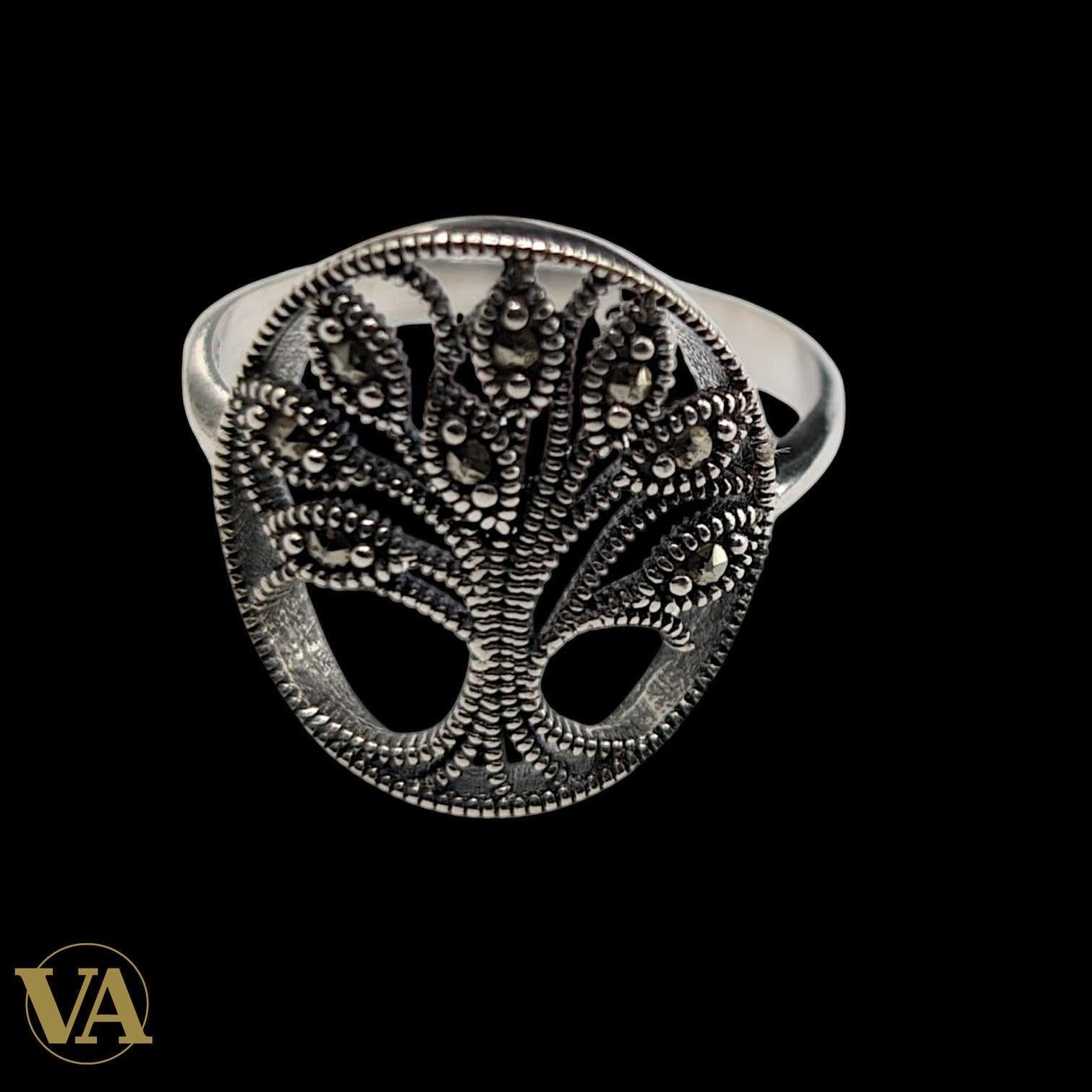 Bague Femme Argent 925 Arbre de Vie – Marcassite Vintage