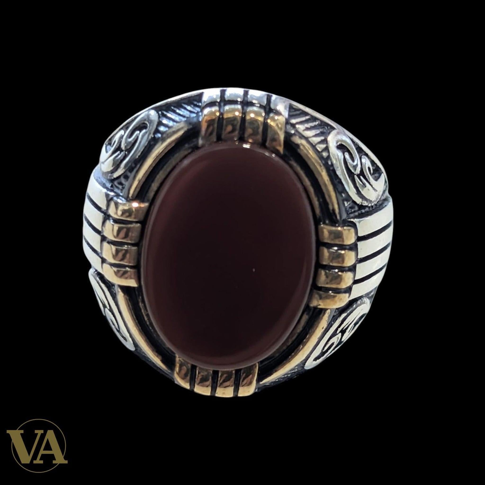 Bague Homme Cornaline – Argent 925 – Chevalière Ovale - Argent 925 - Vindicta