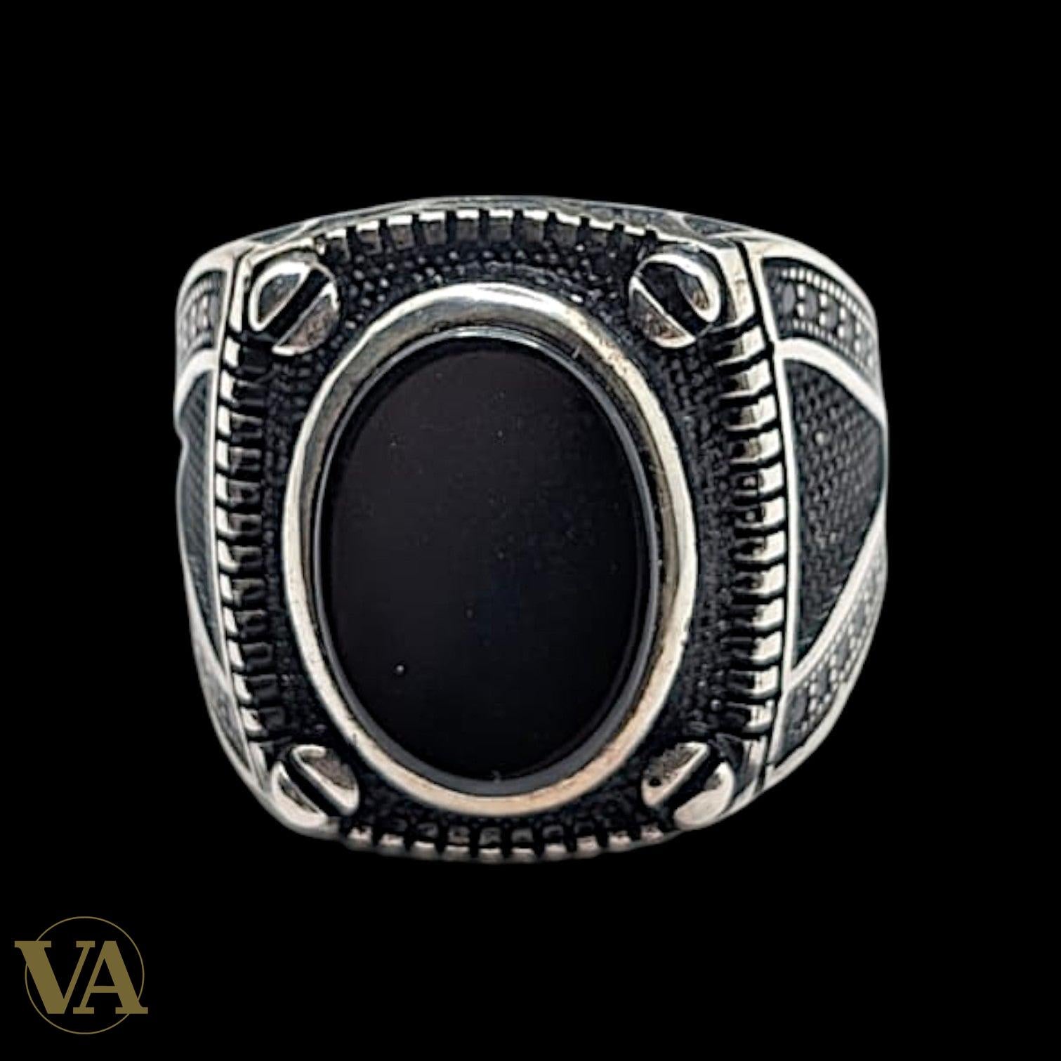 Bague Homme Argent 925 Onyx Noir Ovale – Style Chevalière | Bijoux Vindicta