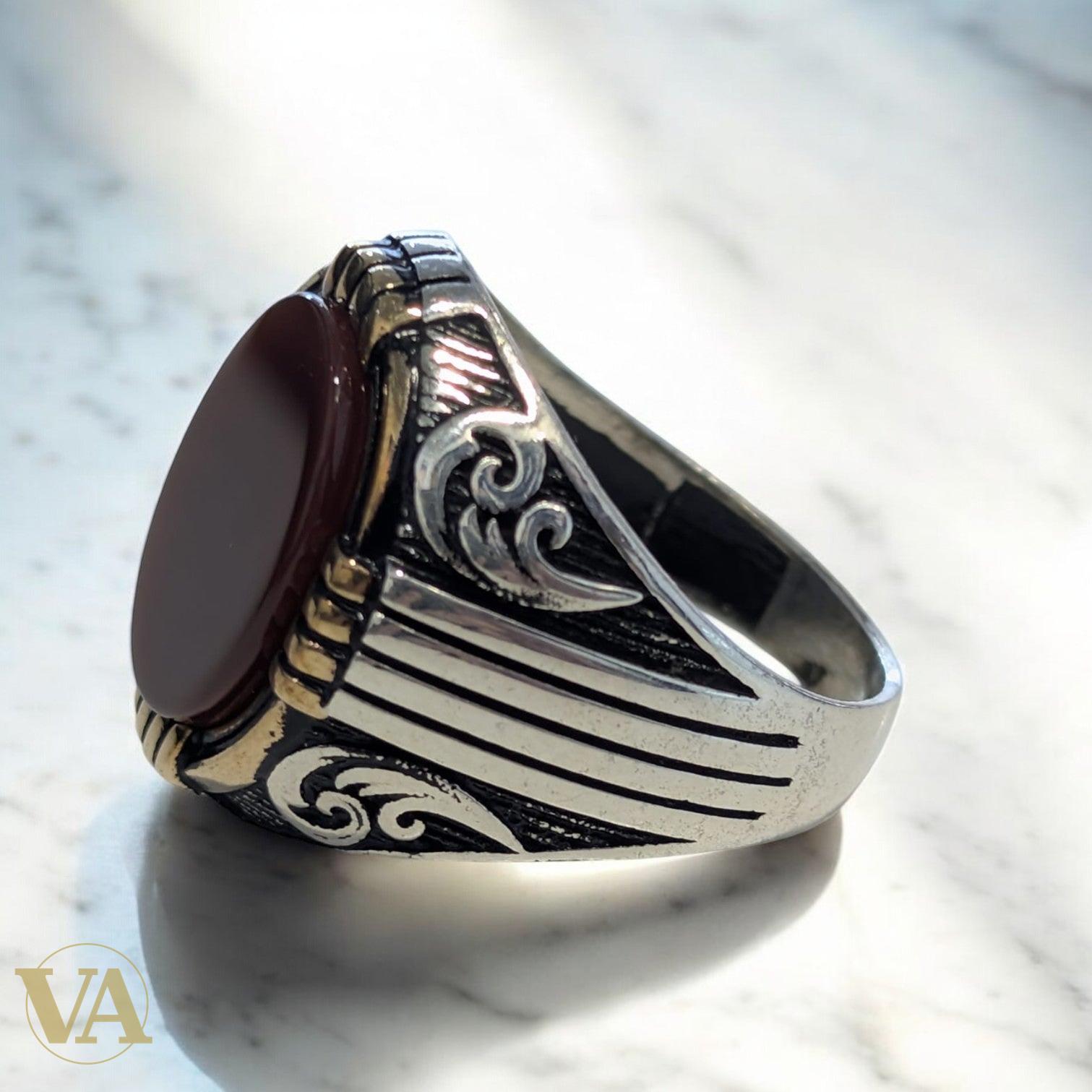 Bague Homme Cornaline – Argent 925 – Chevalière Ovale