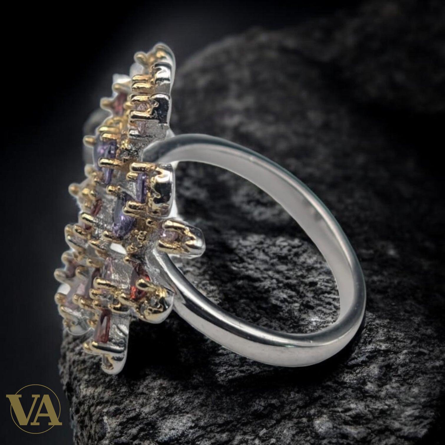 Bague femmes Argent 925 – Améthyste & Oxydes Multicolores