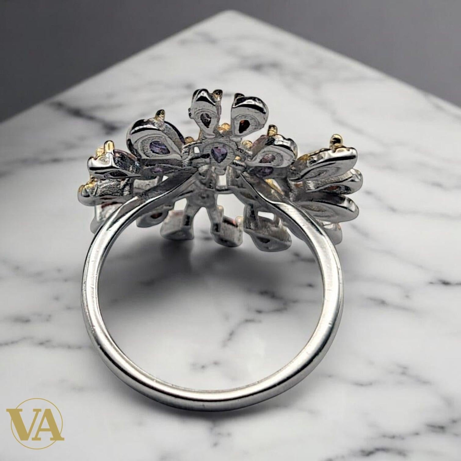 Bague femmes Argent 925 – Améthyste & Oxydes Multicolores