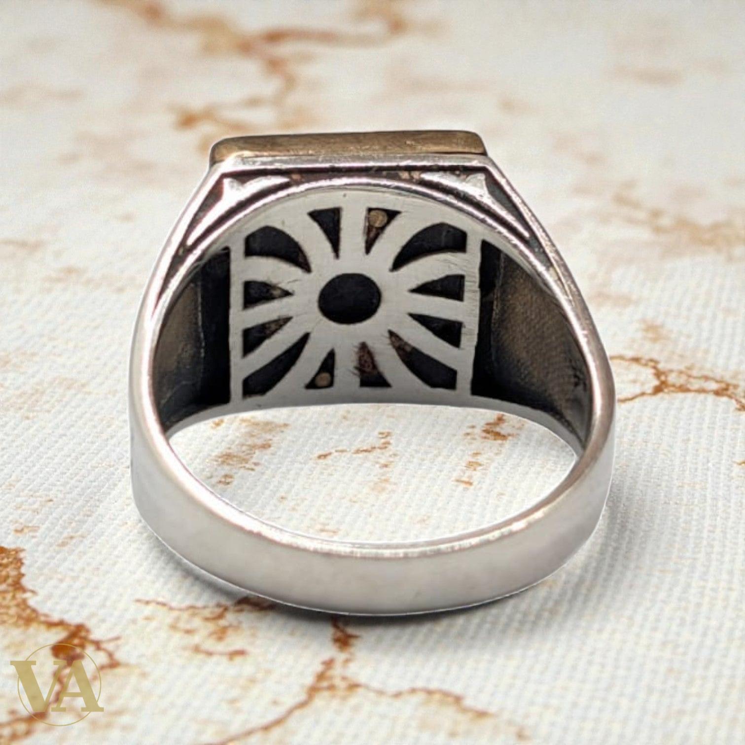 Bague homme argent 925 – Sabres Croisés & Onyx Noir | Bijoux Vindicta