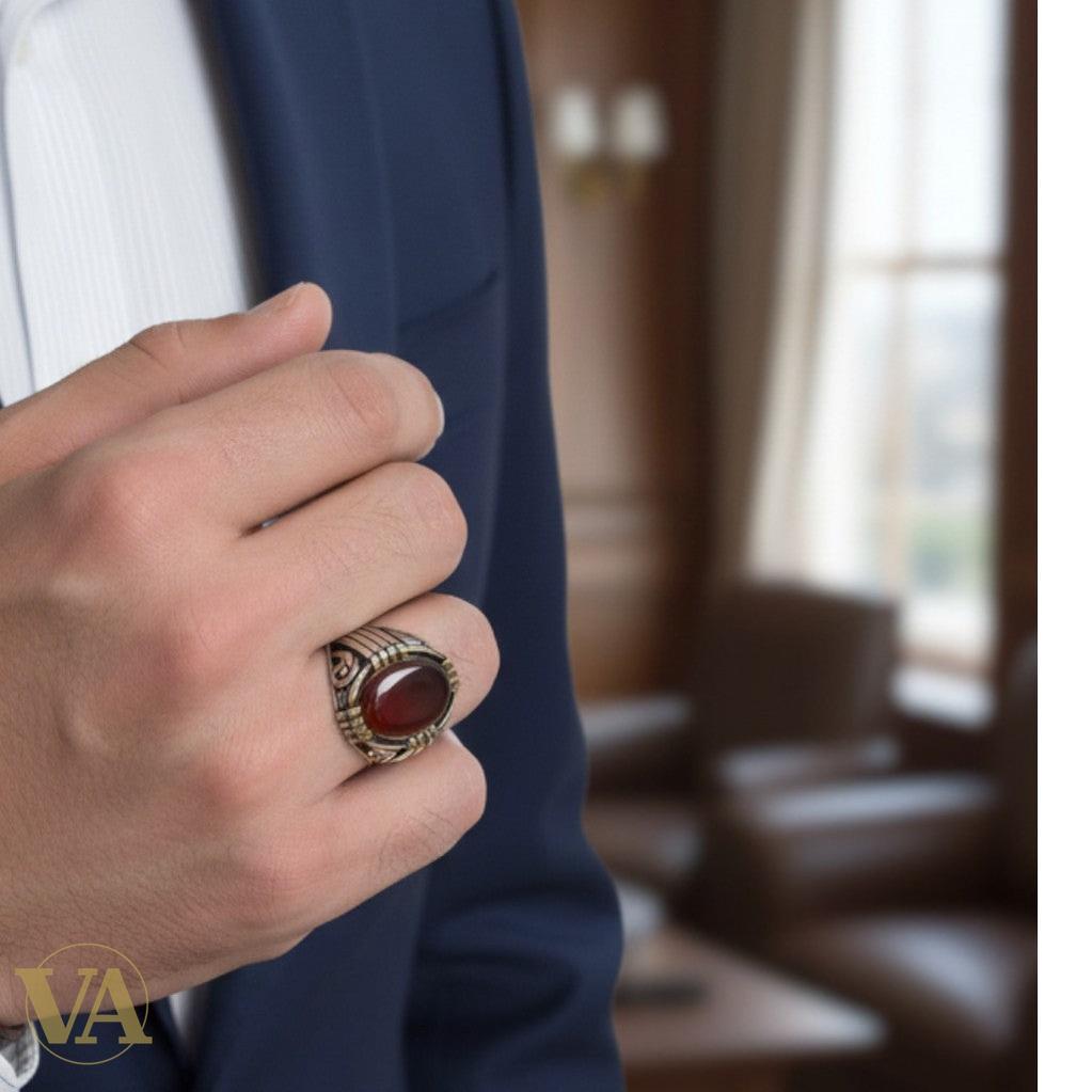 Bague Homme Cornaline – Argent 925 – Chevalière Ovale