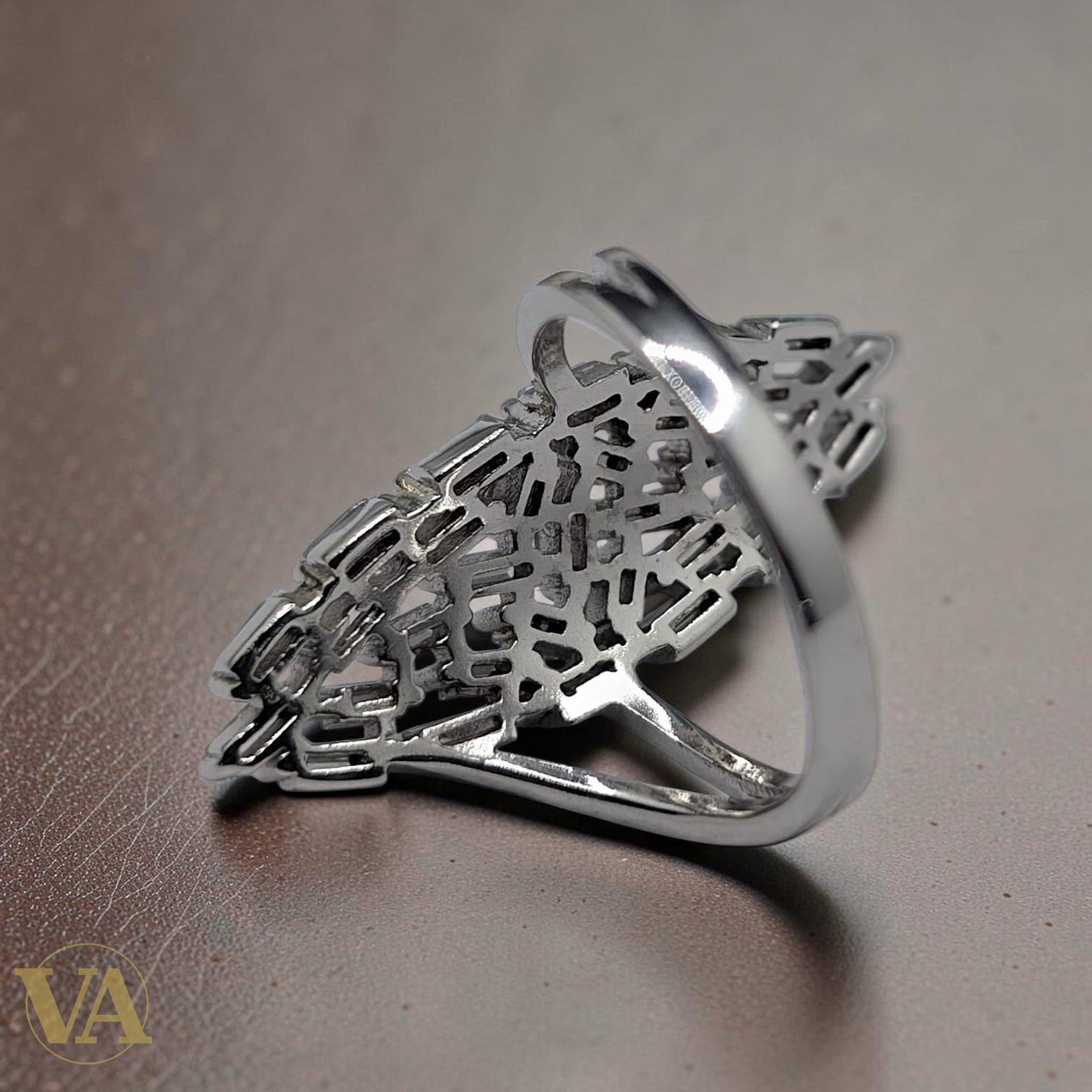 Bague femme argent 925 Marquise pavée Zircons baguette