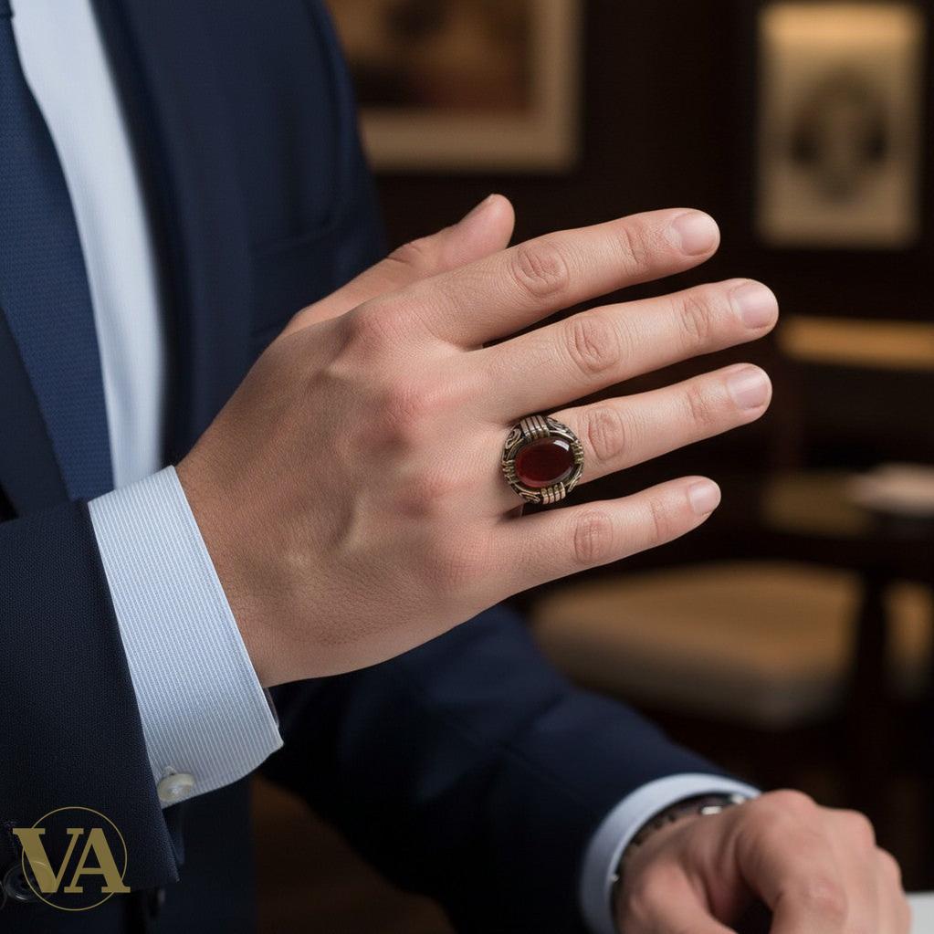 Bague Homme Cornaline – Argent 925 – Chevalière Ovale