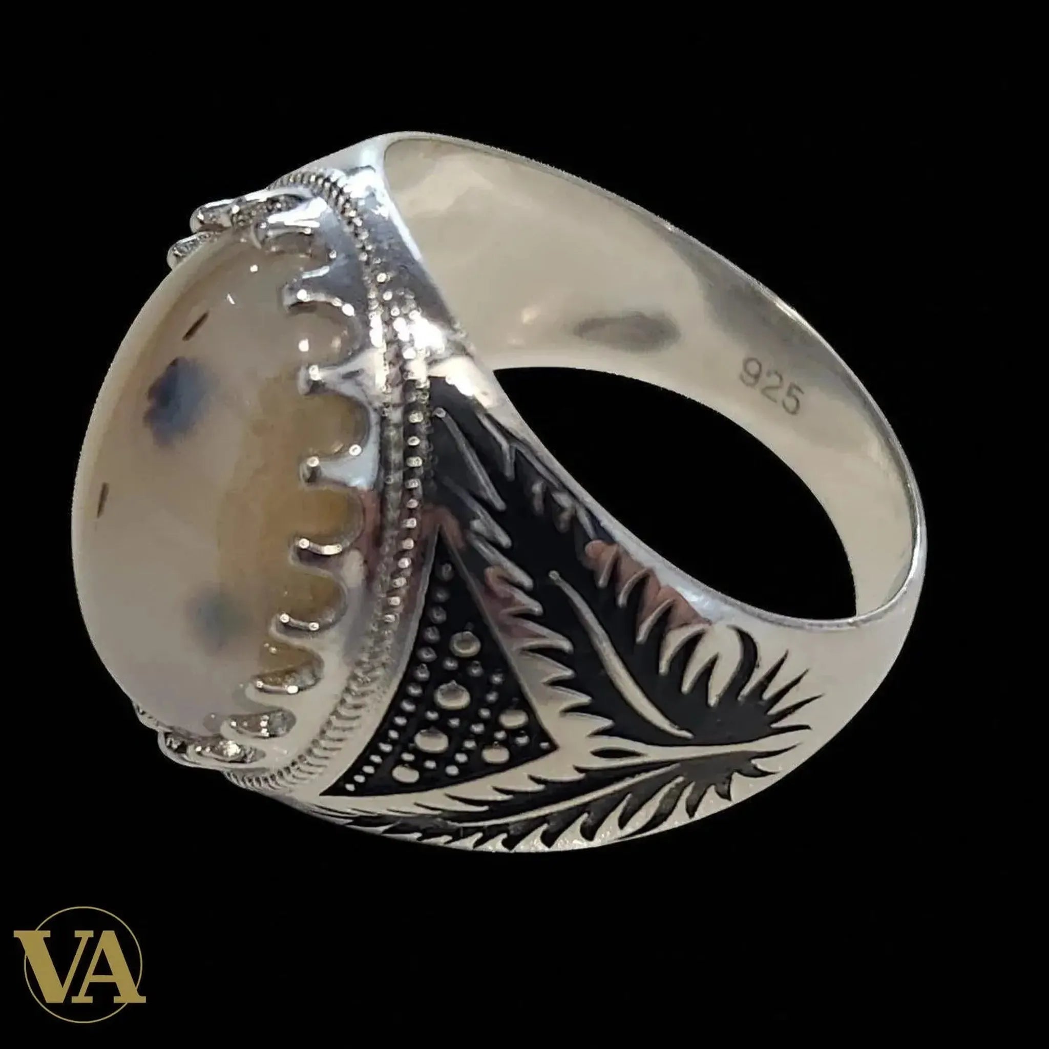 Bague Homme Argent 925 avec Agate Rubanée - Argent 925 - Vindicta