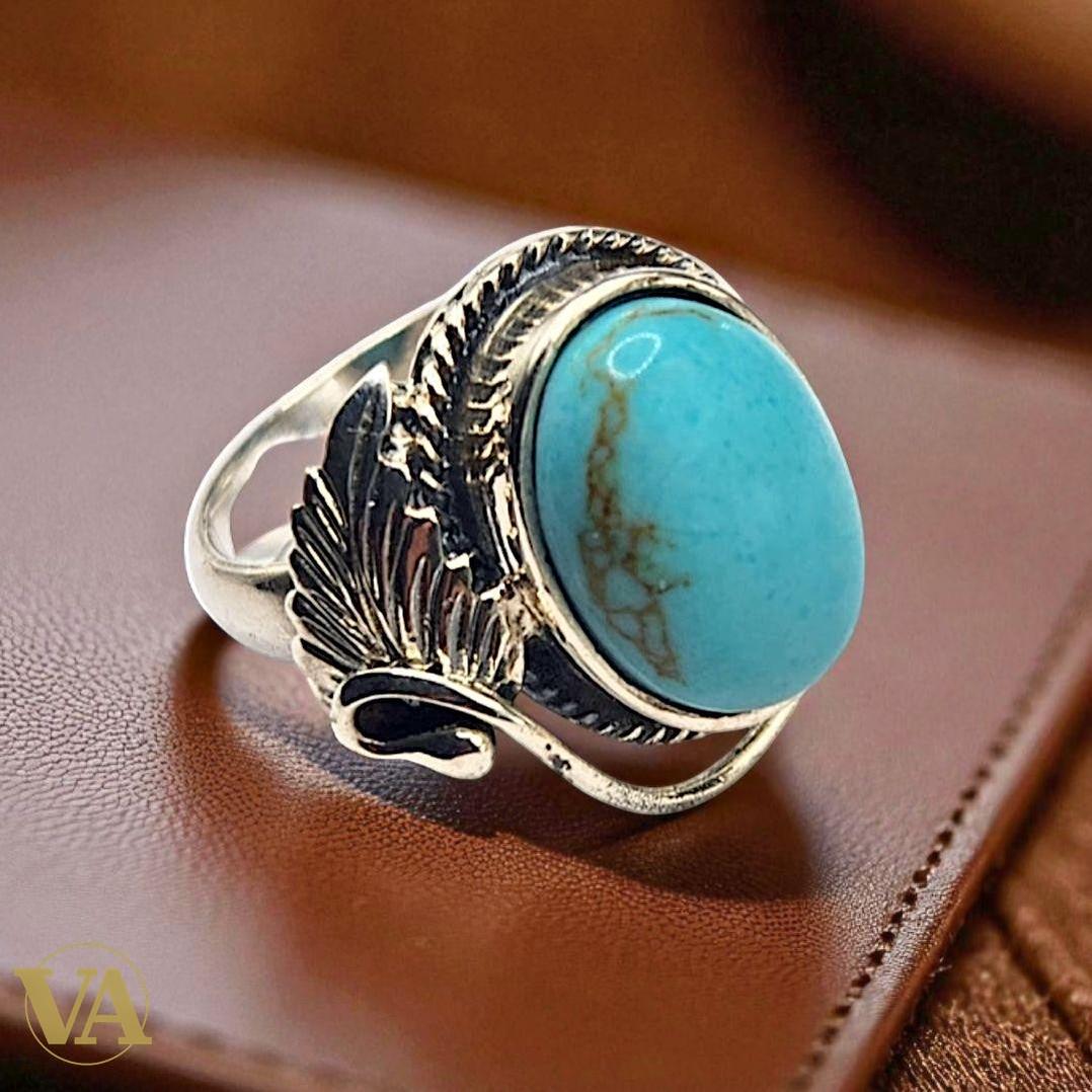 Bague argent 925 turquoise cabochon