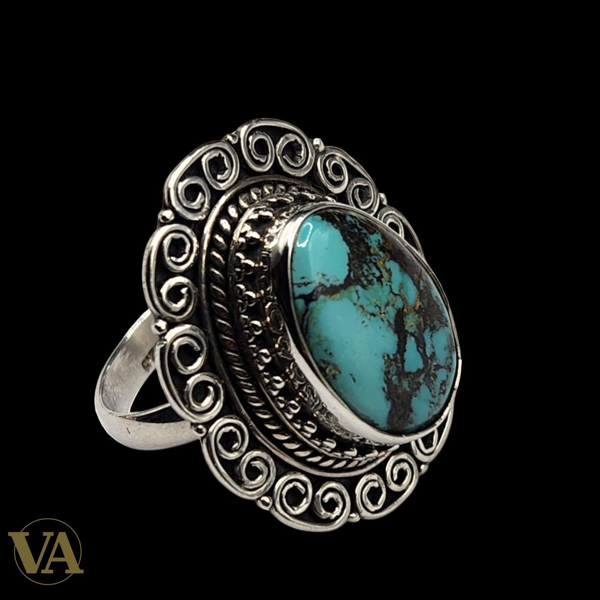 Bague argent 925 cabochon turquoise
