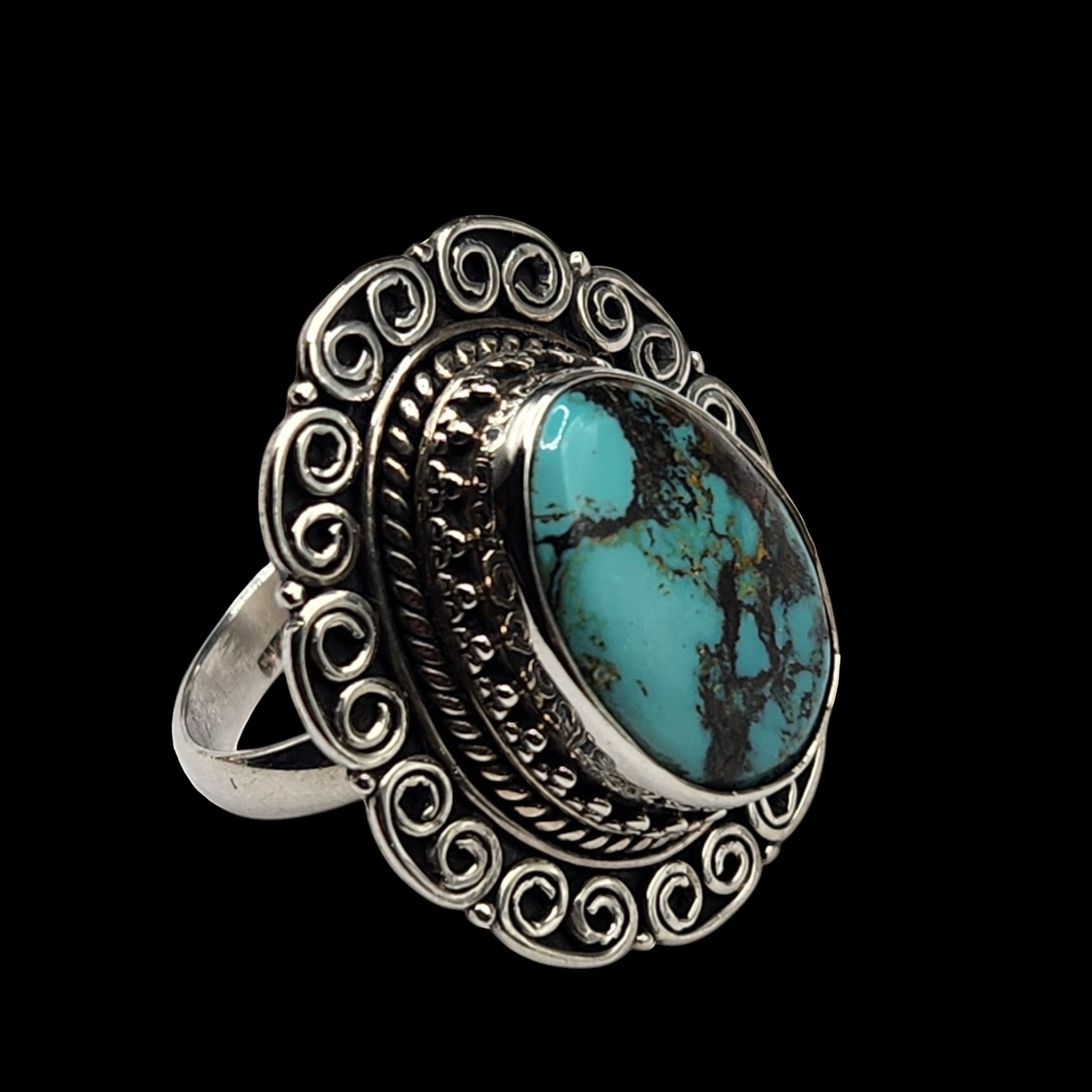 Bague argent 925 cabochon turquoise