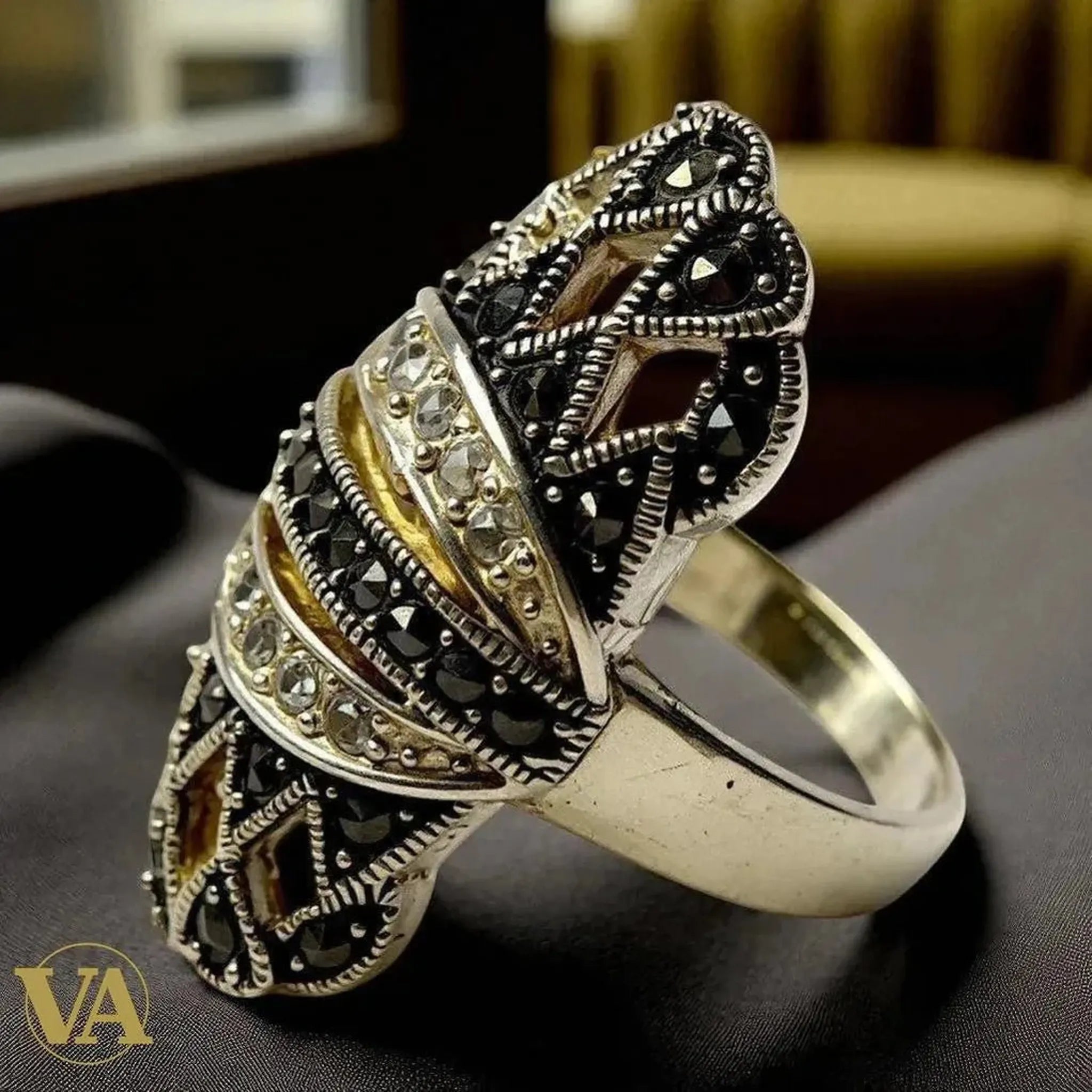 Bague Femme argent ajourée à reliefs perlés | Bijoux Vindicta