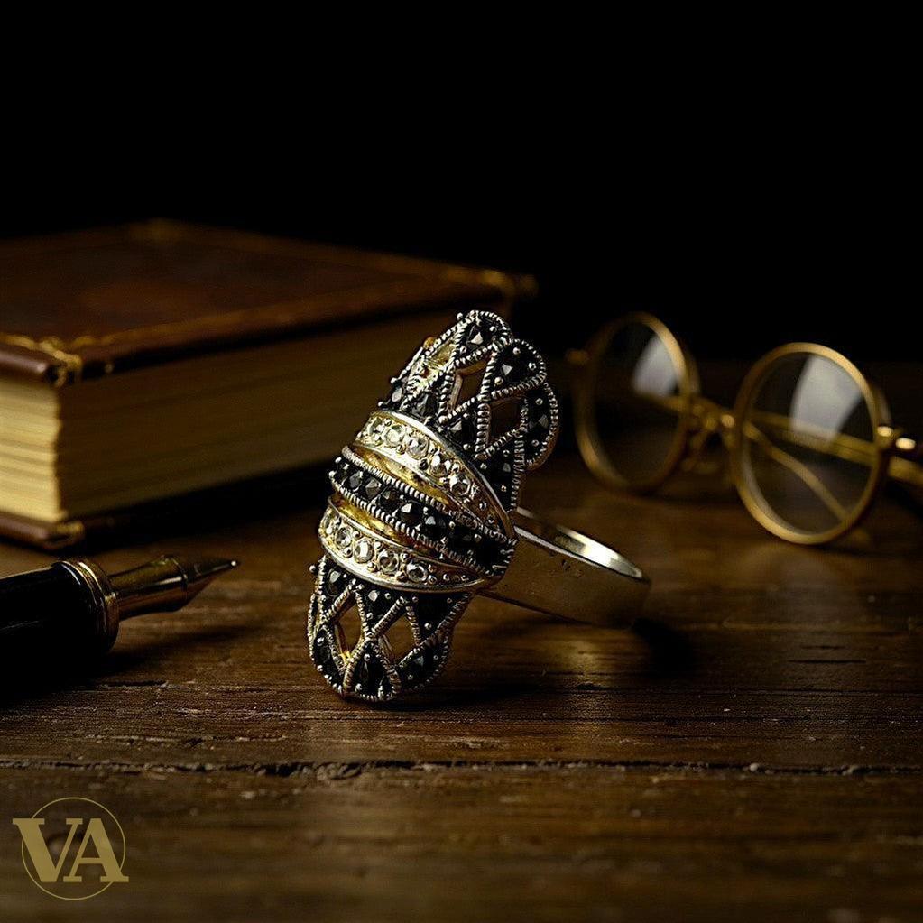 Bague argent ajourée à reliefs perlés