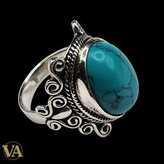 Bague Femme Argent 925 – Cabochon Turquoise Bohème