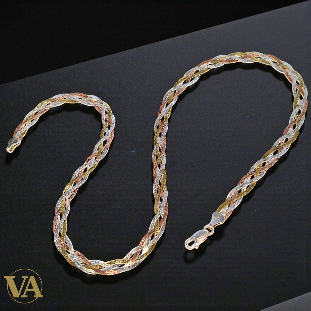 Collier Femme en argent 925 trois nuances – Argent, or jaune et or rose | Bijoux Vindicta