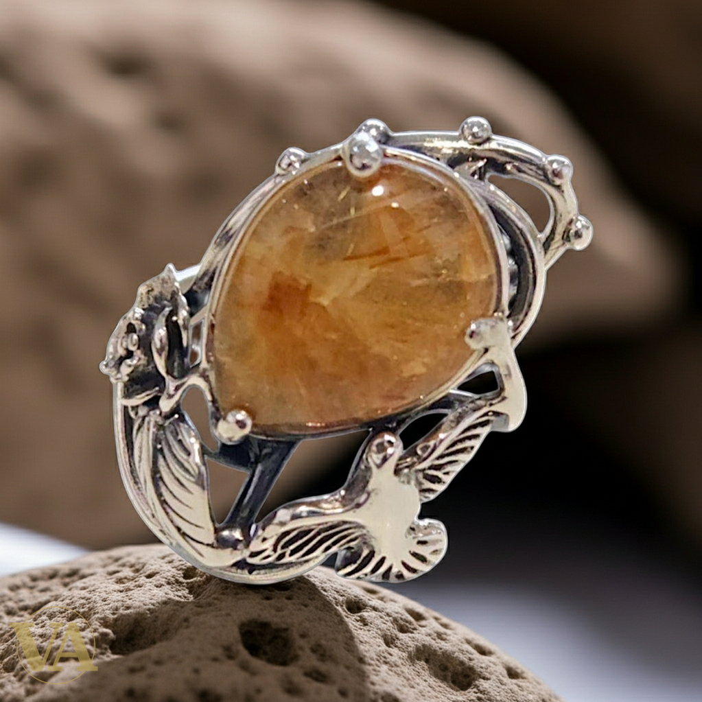 Bague Femme Argent 925 & Quartz Rutile doré.-Vindicta : Bijoux Argent 925 Massif, Luxe et Héritage
