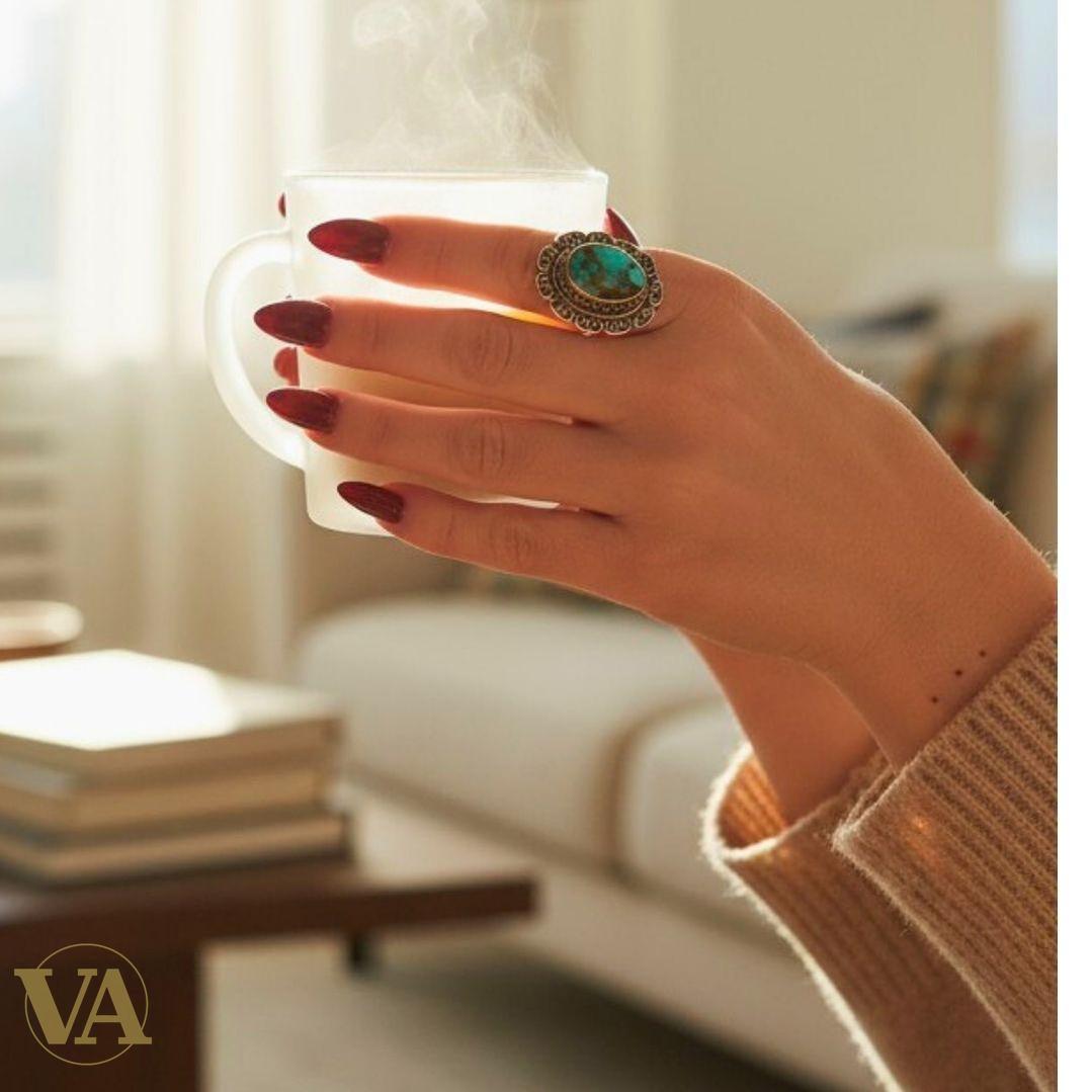 Bague argent 925 cabochon turquoise