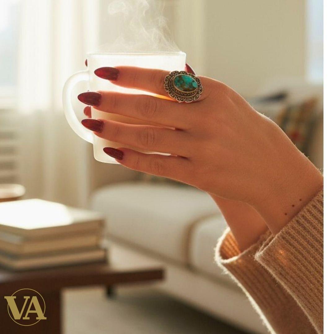 Bague Femme argent 925 cabochon turquoise | Bijoux Vindicta