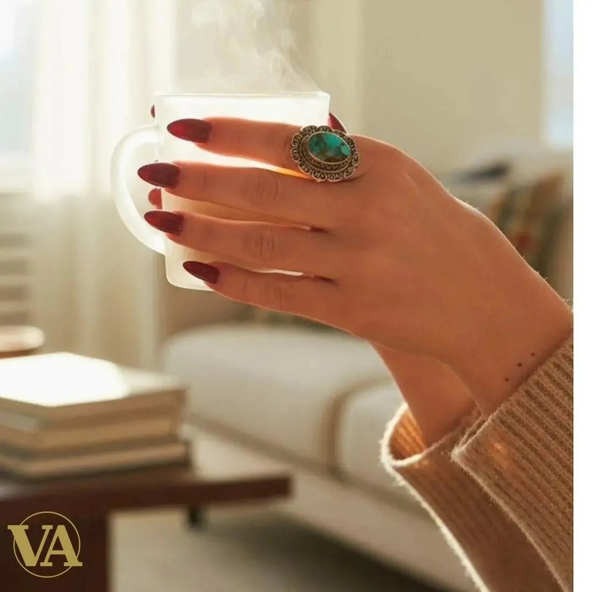 Bague Femme argent 925 cabochon turquoise | Bijoux Vindicta
