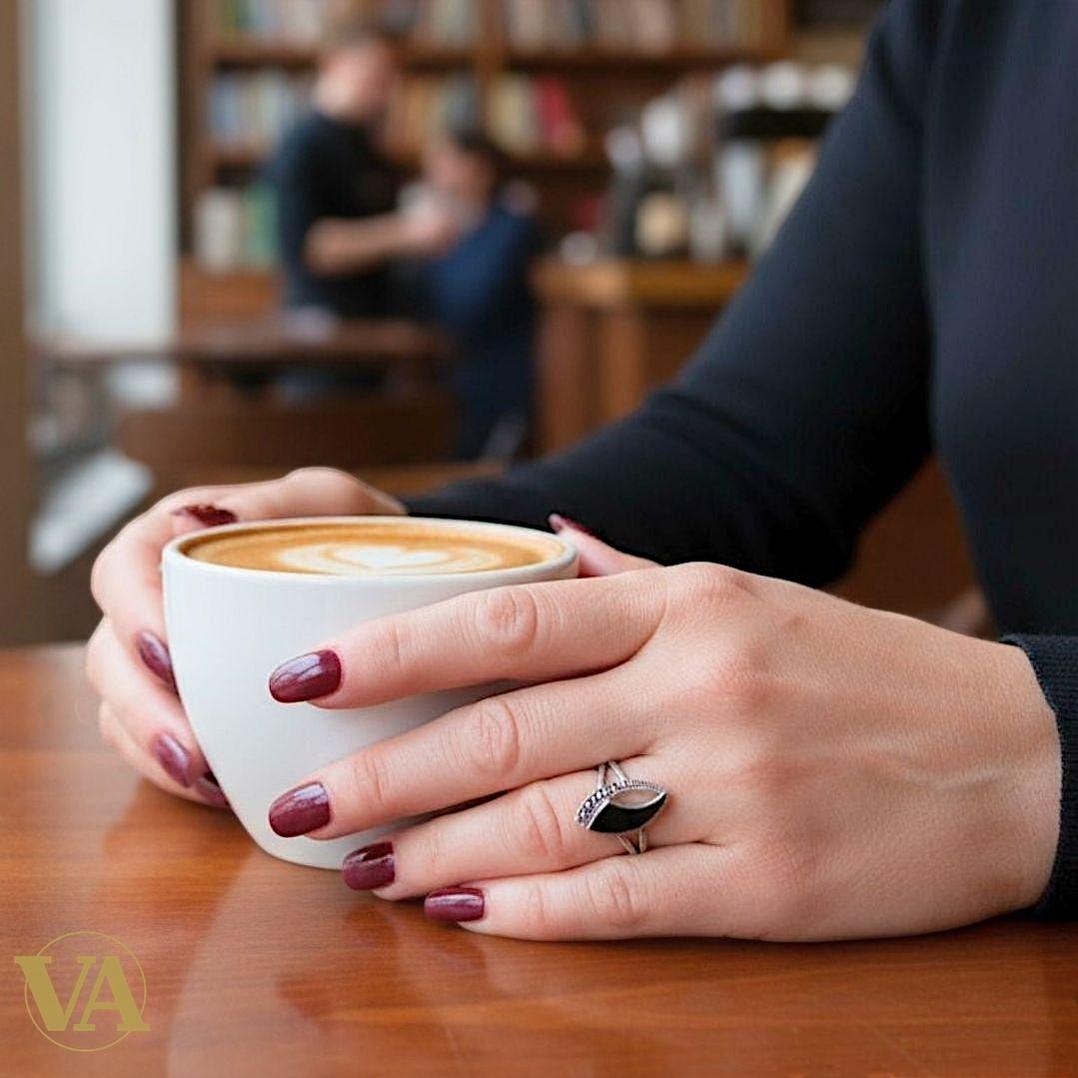 Bague femme argent 925 onyx noir et marcassites