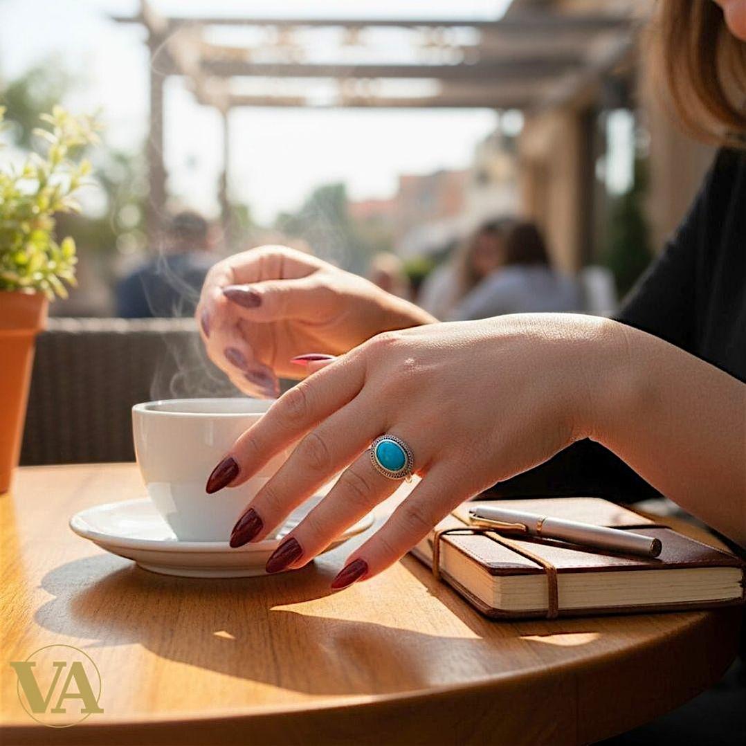 Bague femme argent 925 turquoise cabochon