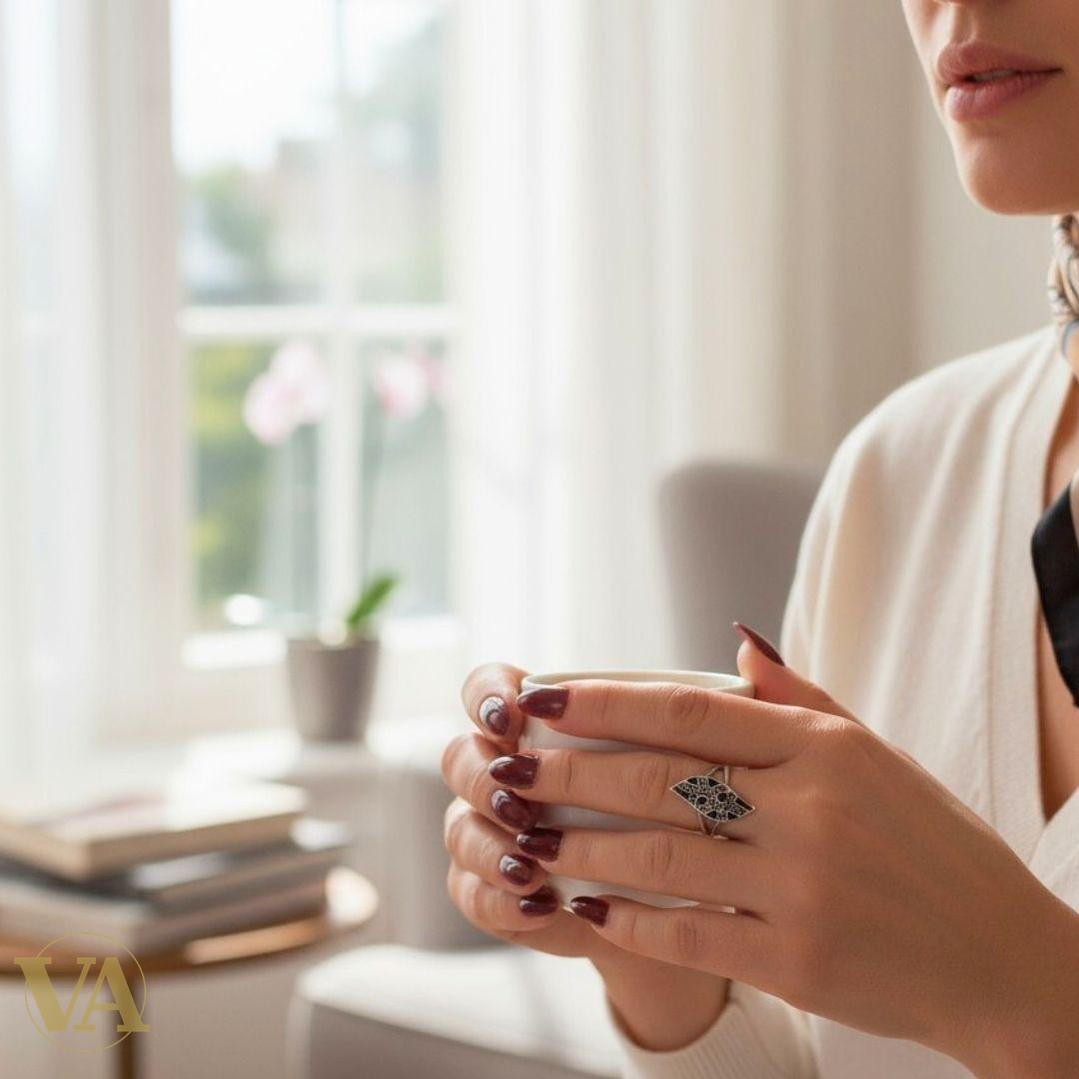 Bague femme argent 925 onyx noir marcassites