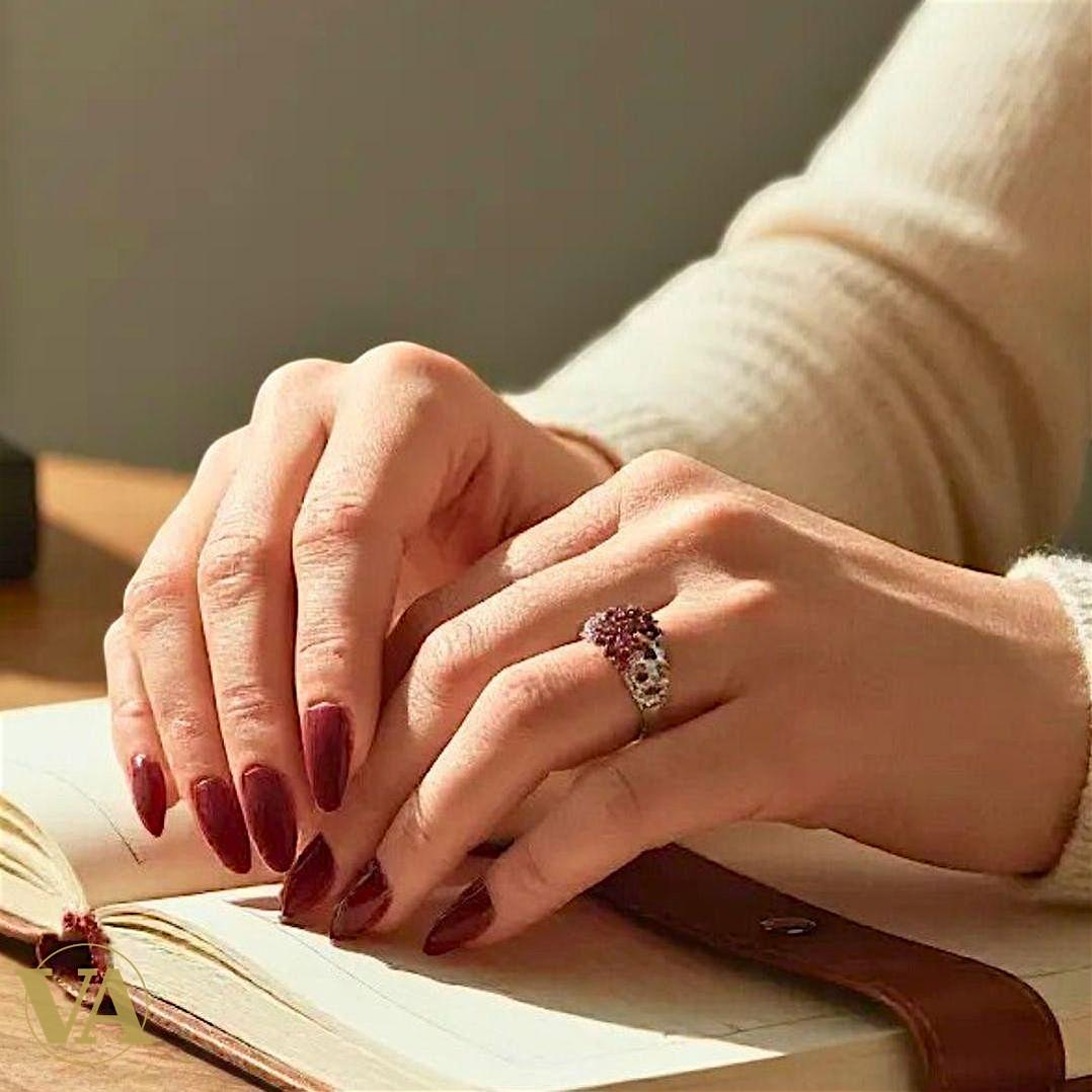 Bague argent 925 pavée de cristaux rouges