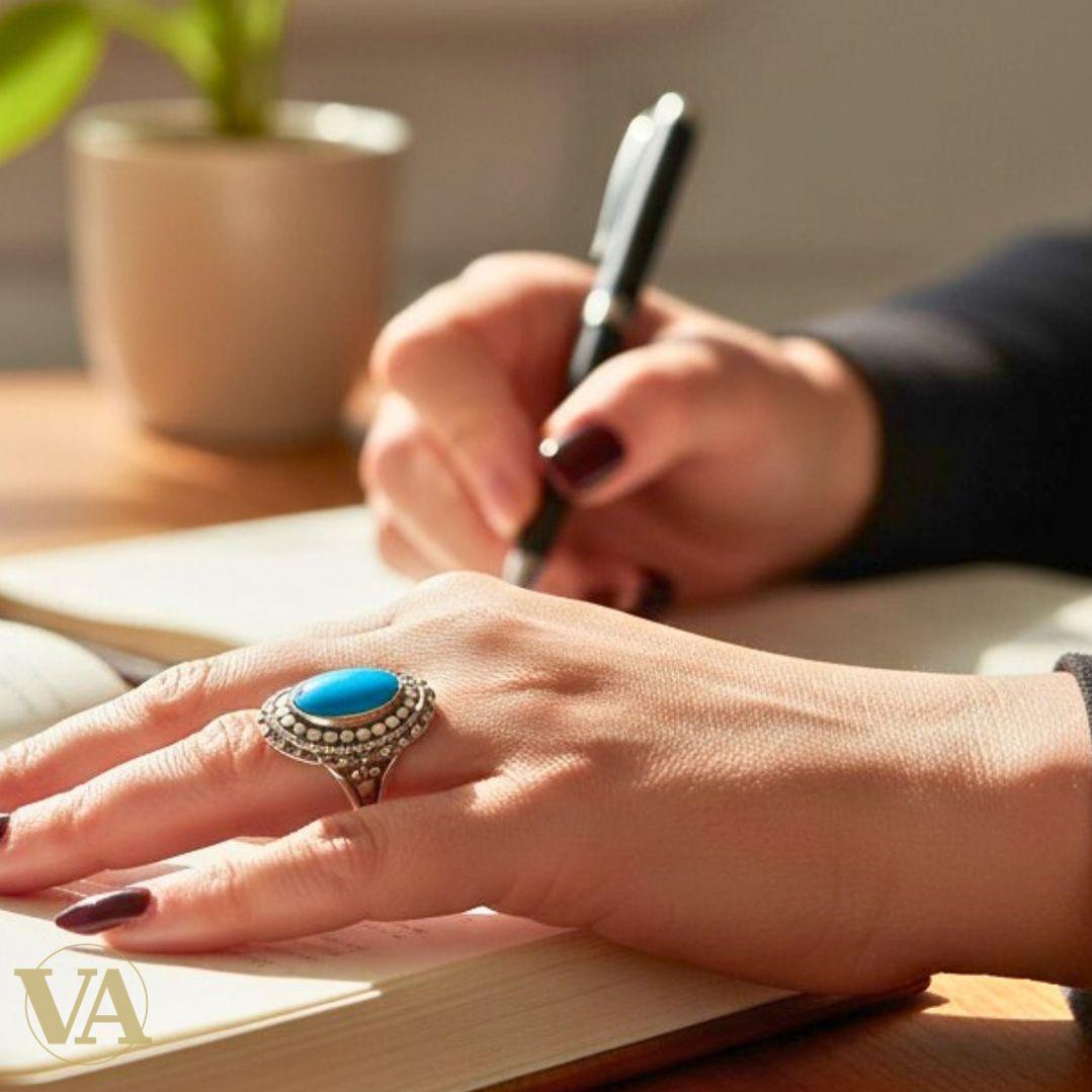 Bague argent 925 T52 cabochon turquoise – Bohème chic