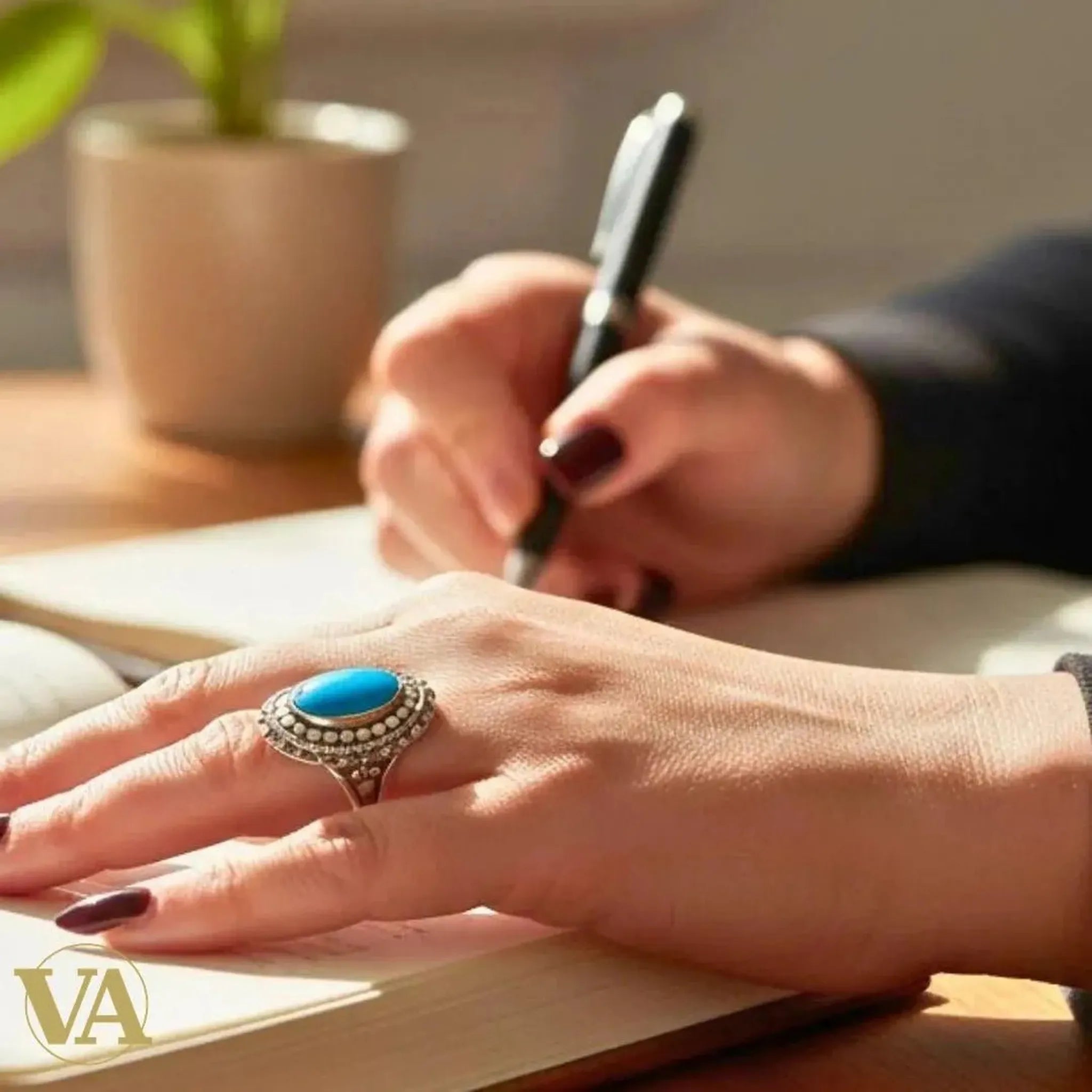 Bague Femme argent 925 T52 cabochon turquoise – Bohème chic | Bijoux Vindicta