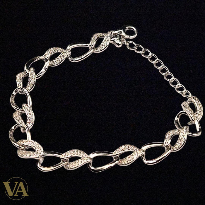 Bracelet en argent 925 – Maillons torsadés pavés de zirconiums