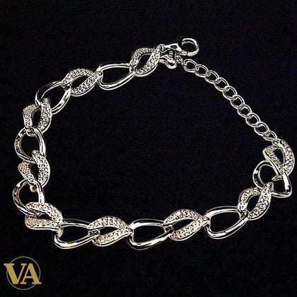Bracelet Femme en argent 925 – Maillons torsadés pavés de zirconiums