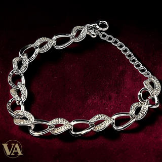 Bracelet Femme en argent 925 – Maillons torsadés pavés de zirconiums