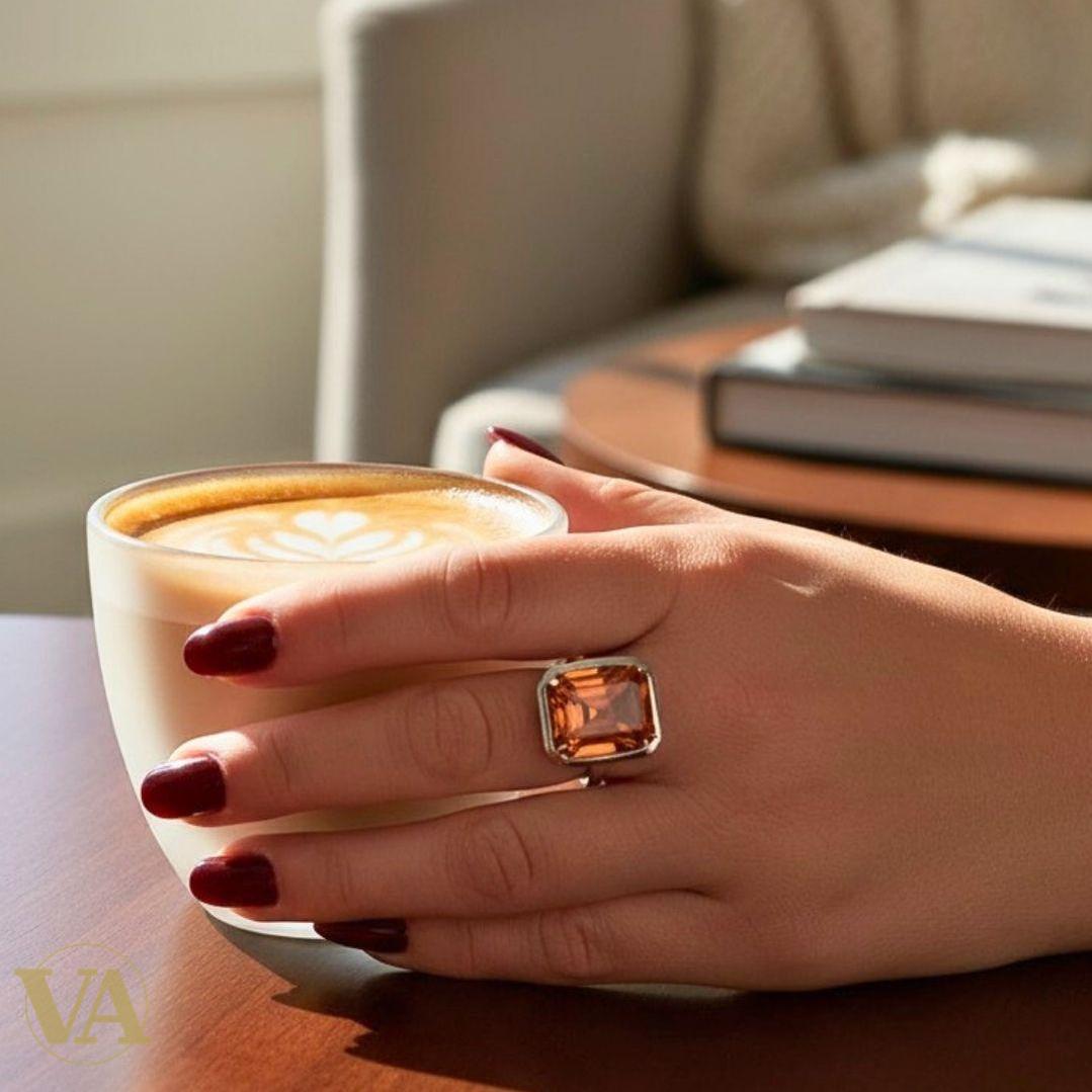 Bague femme argent 925 – Sultanite taille émeraude