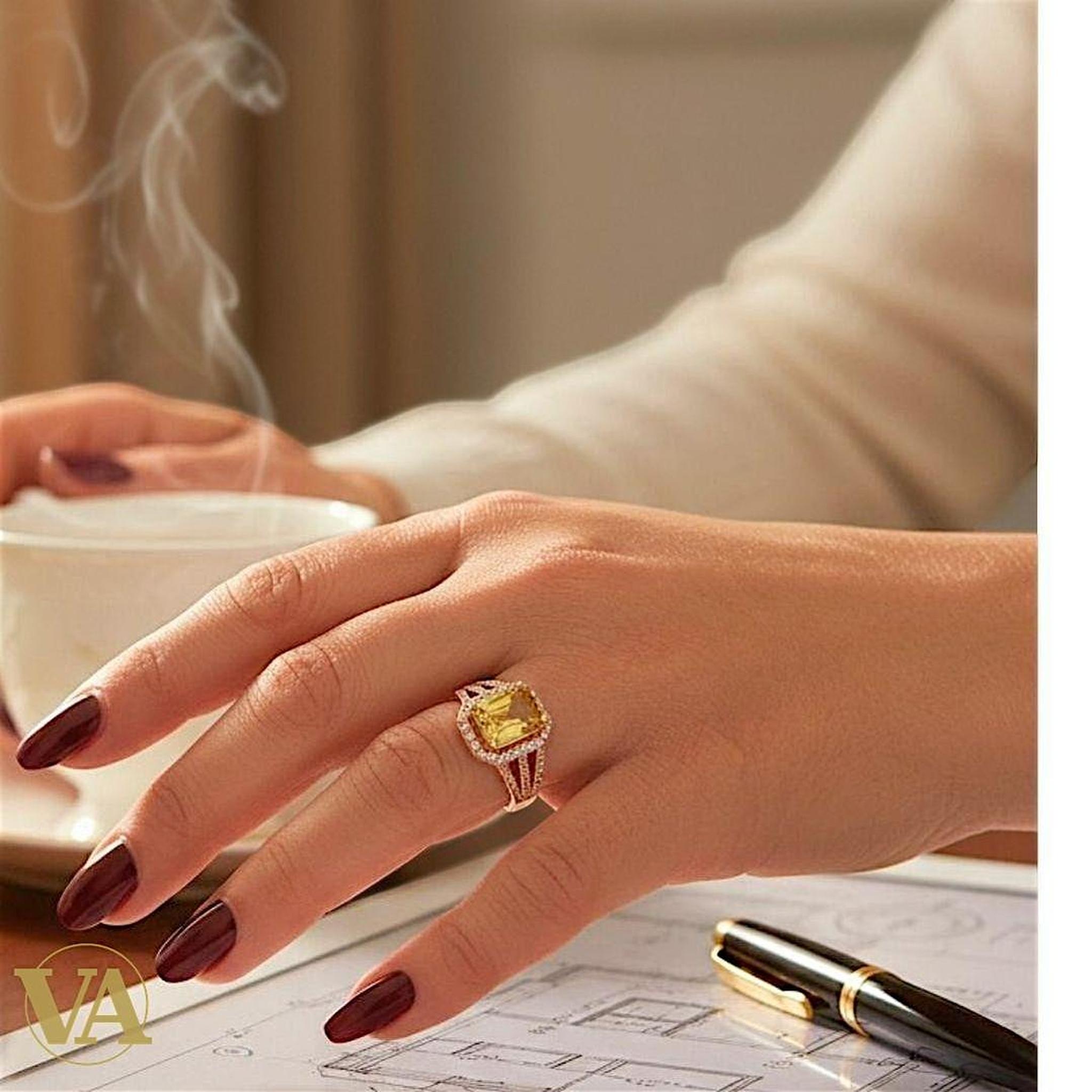 Bague femme argent 925 plaqué or rose – Sultanite taille émeraude et zirconiums | Bijoux Vindicta