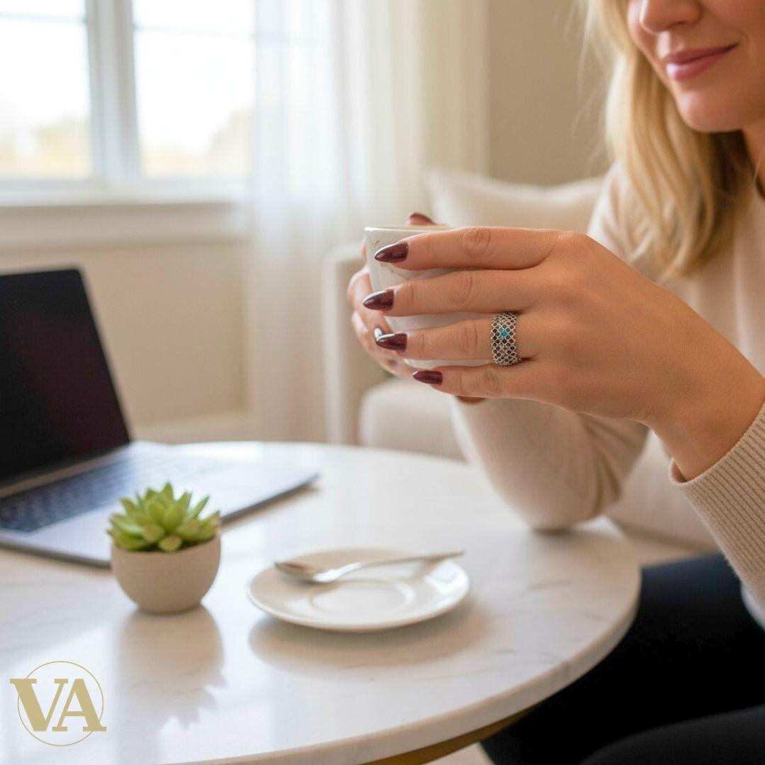 Bague argent 925 sertie de pierres multicolores