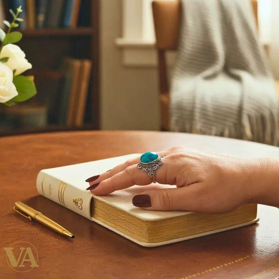 Bague argent 925 T57 cabochon turquoise – Bohème