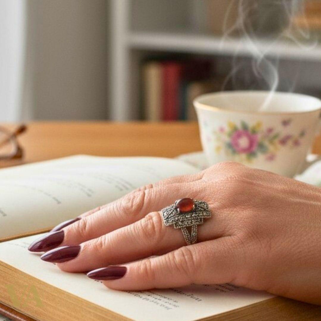 Bague argent 925 cornaline rouge