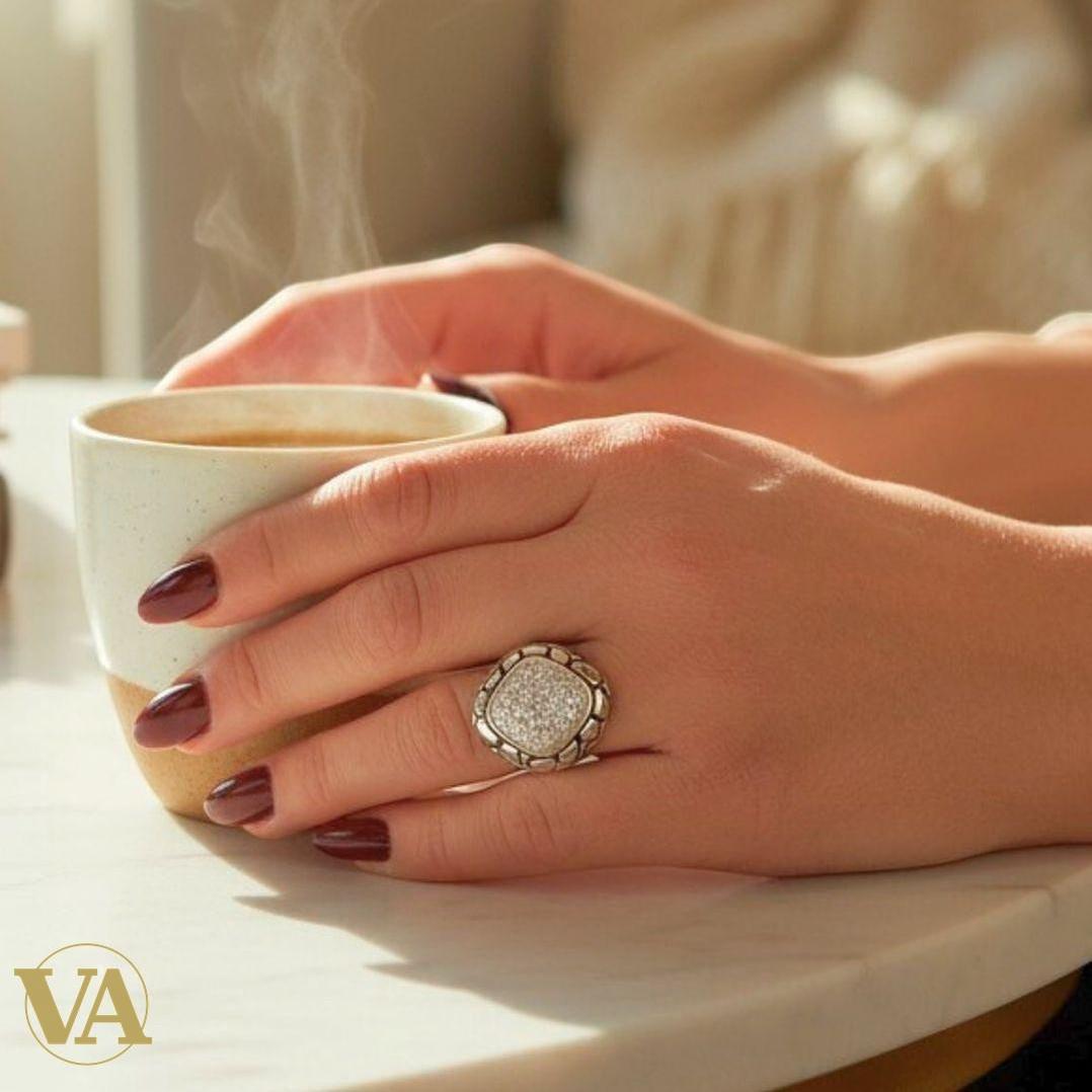Bague Femme argent 925 pavée zirconiums | Bijoux Vindicta