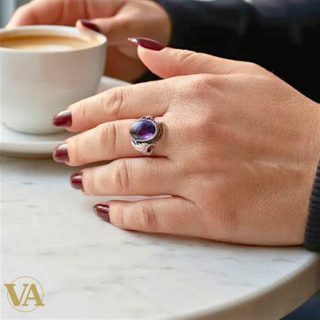 Bague argent 925 avec améthyste violette