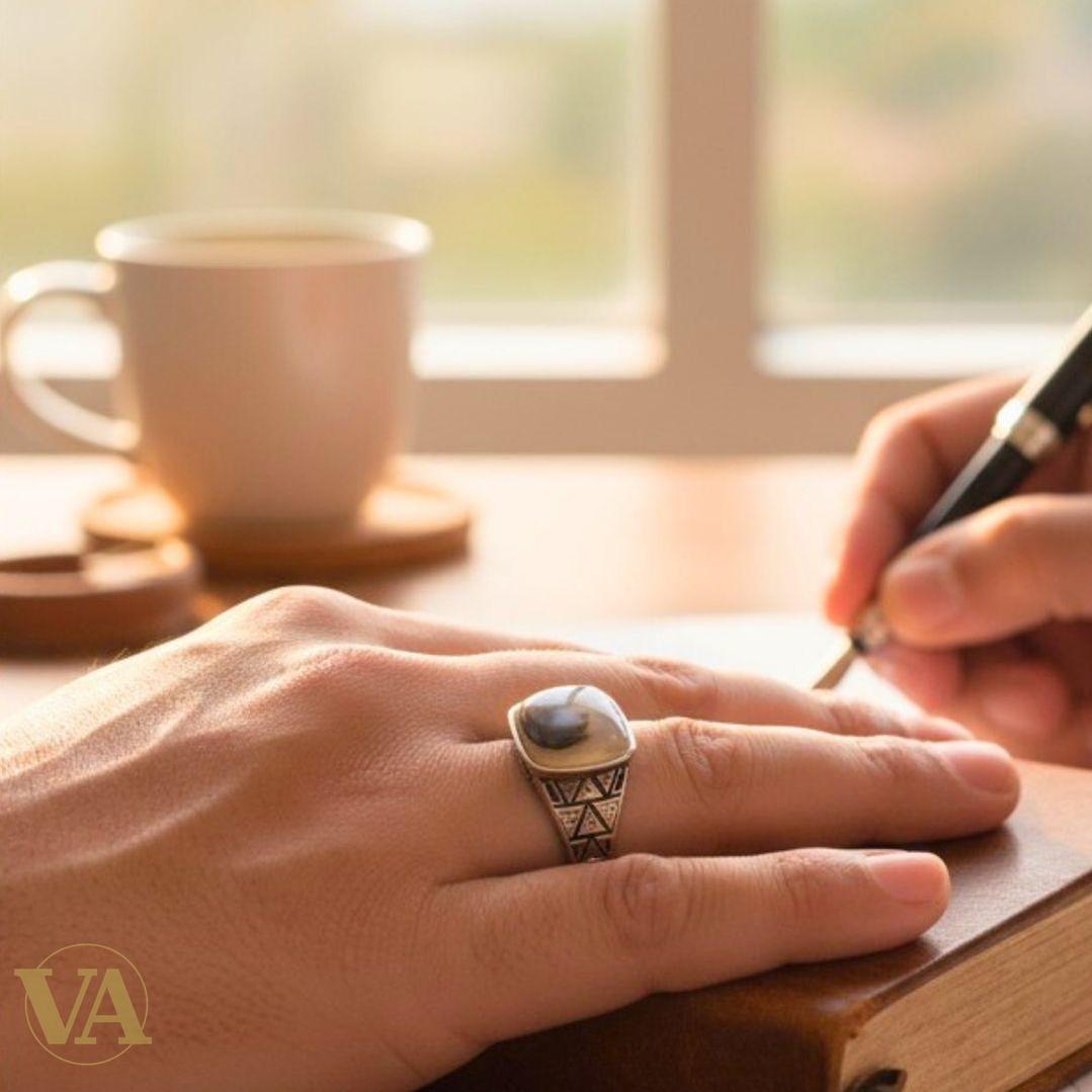 Bague Homme Argent 925 & Agate naturelle