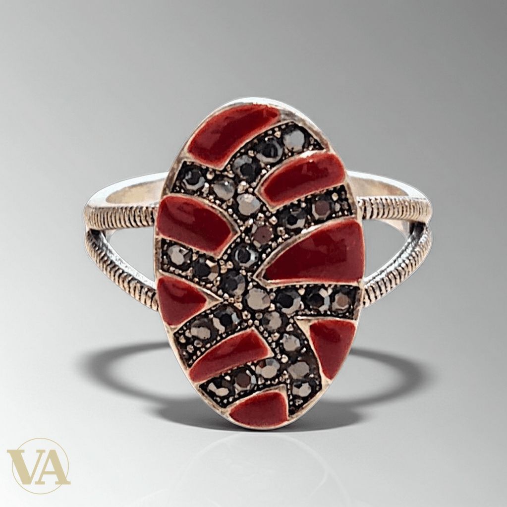 Bague Femme Argent 925 Cornaline & Marcassite - Argent 925 - Vindicta