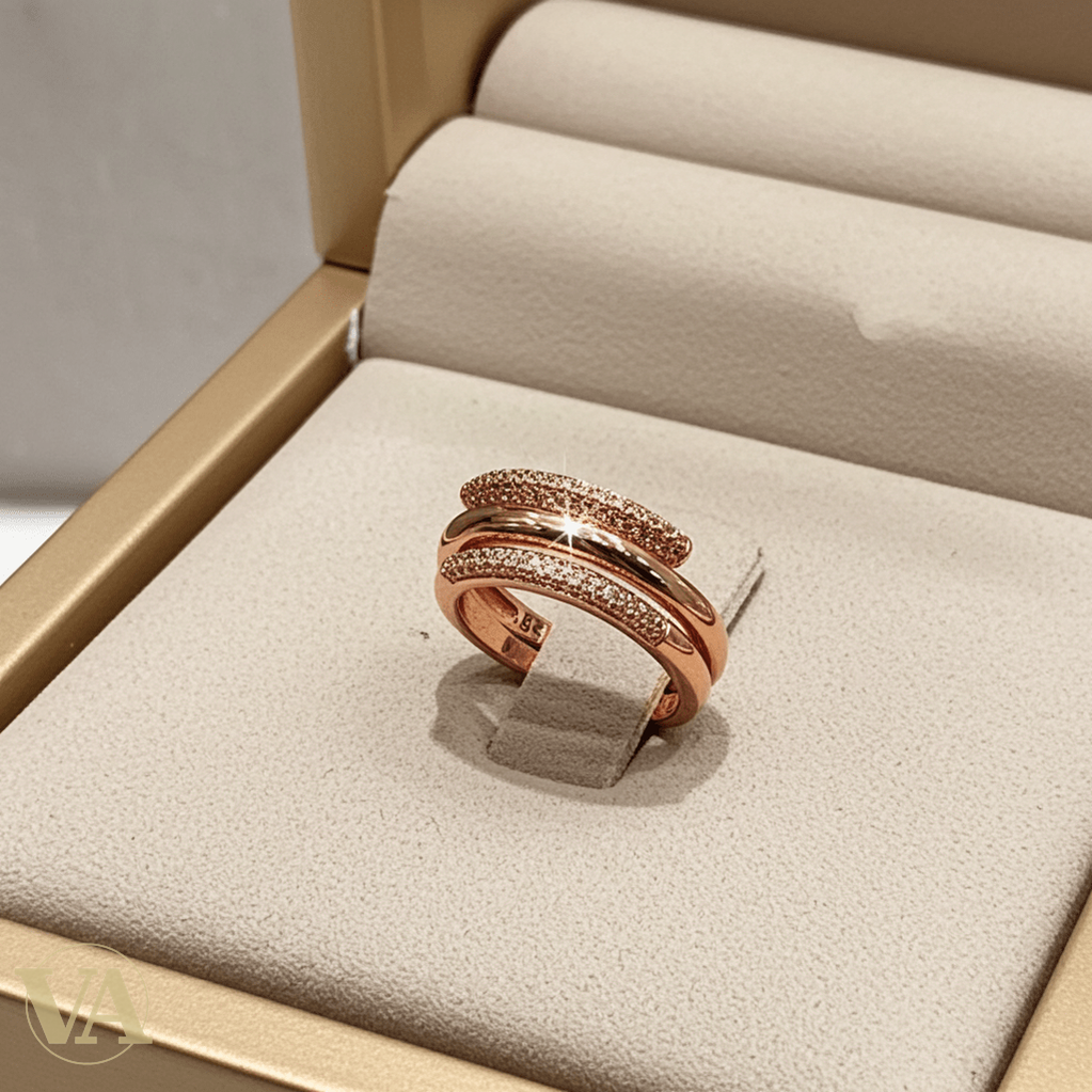Bague femme argent 925 or rose zircons croisés - Argent 925 - Vindicta