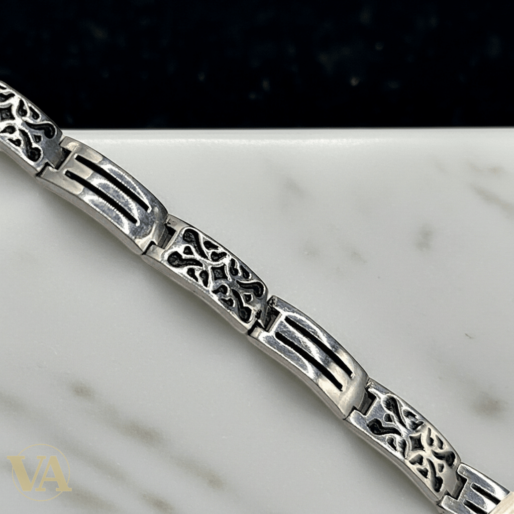 Bracelet Homme Argent 925 – Motifs Arabesques & Maille Articulée - Argent 925 - Vindicta
