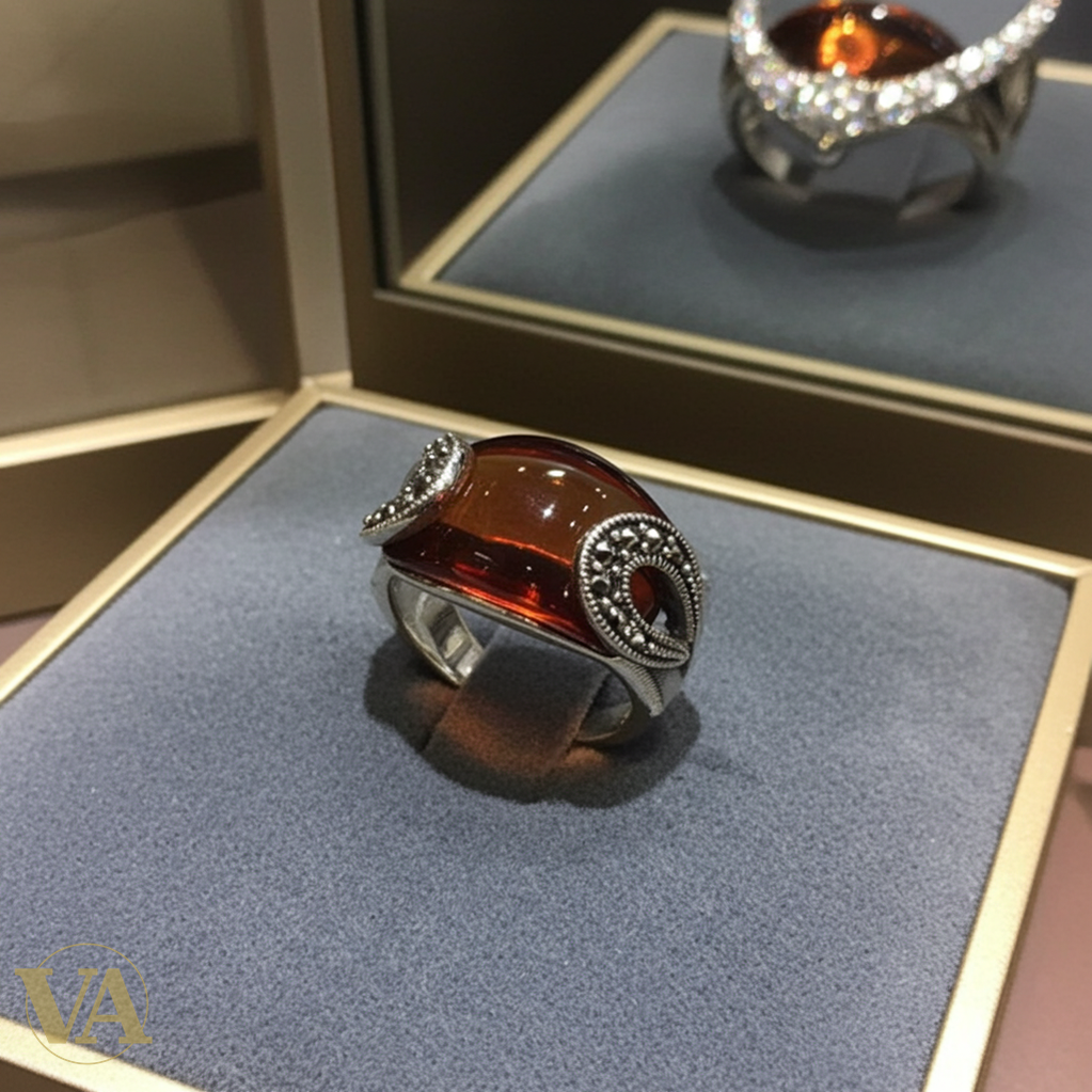 Bague Femme Argent 925 Agate Orange & Marcassites-Vindicta : Bijoux Argent 925 Massif, Luxe et Héritage