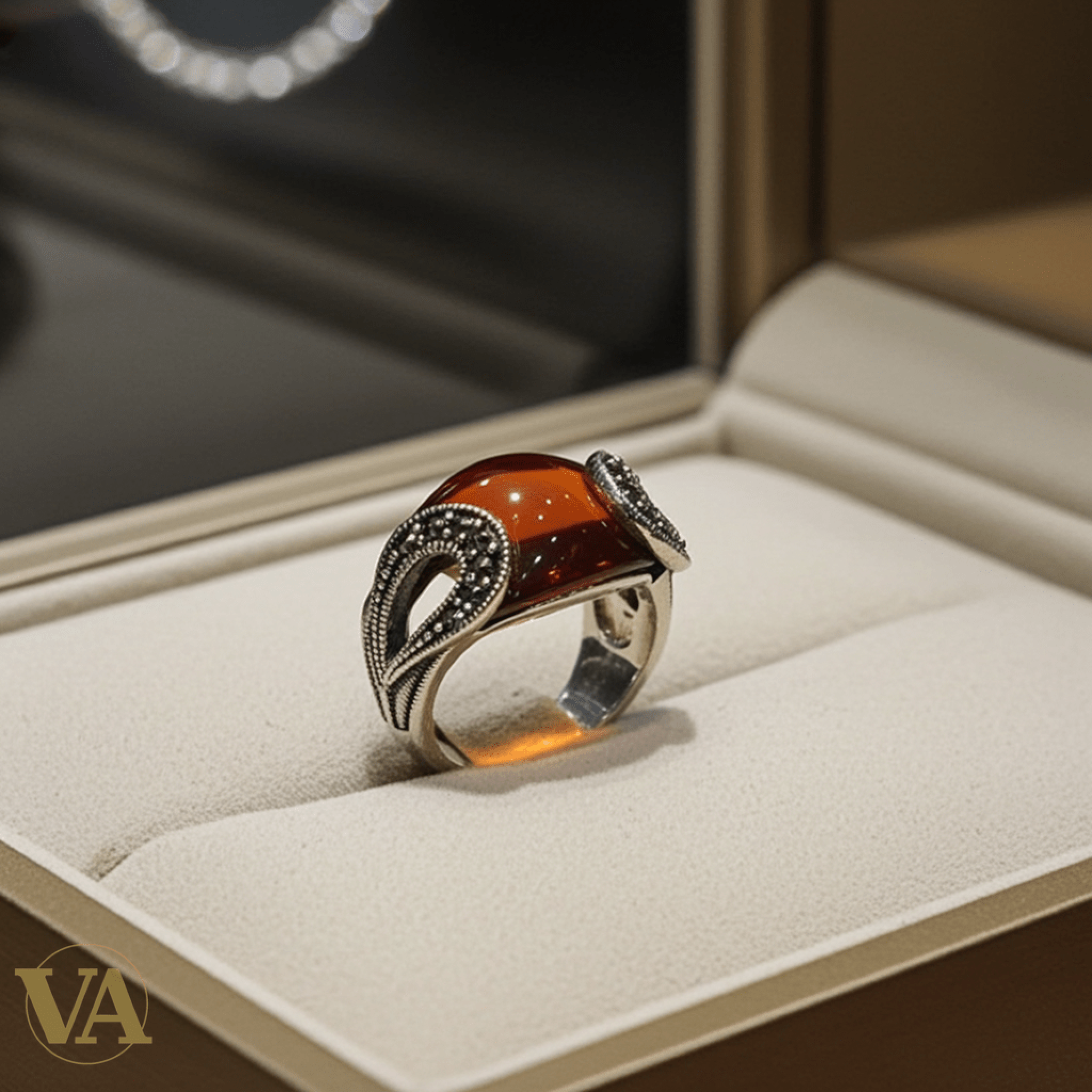 Bague Femme Argent 925 Agate Orange & Marcassites-Vindicta : Bijoux Argent 925 Massif, Luxe et Héritage