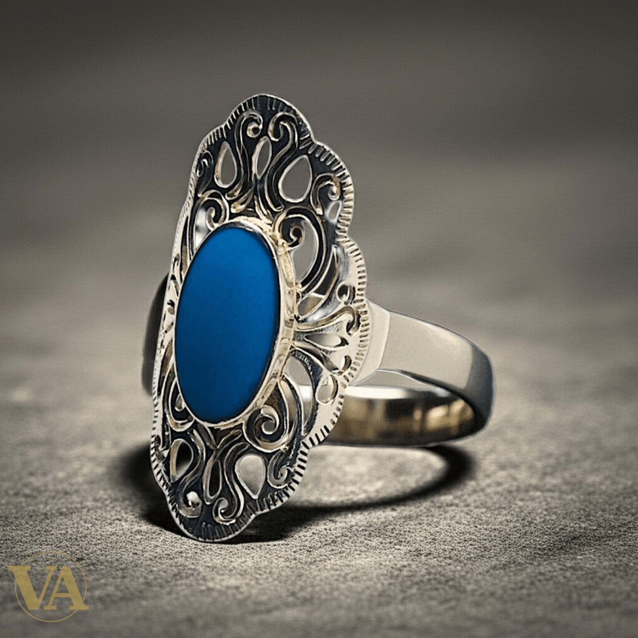 Bague Femme Argent 925 et Turquoise Ovale - Argent 925 - Vindicta